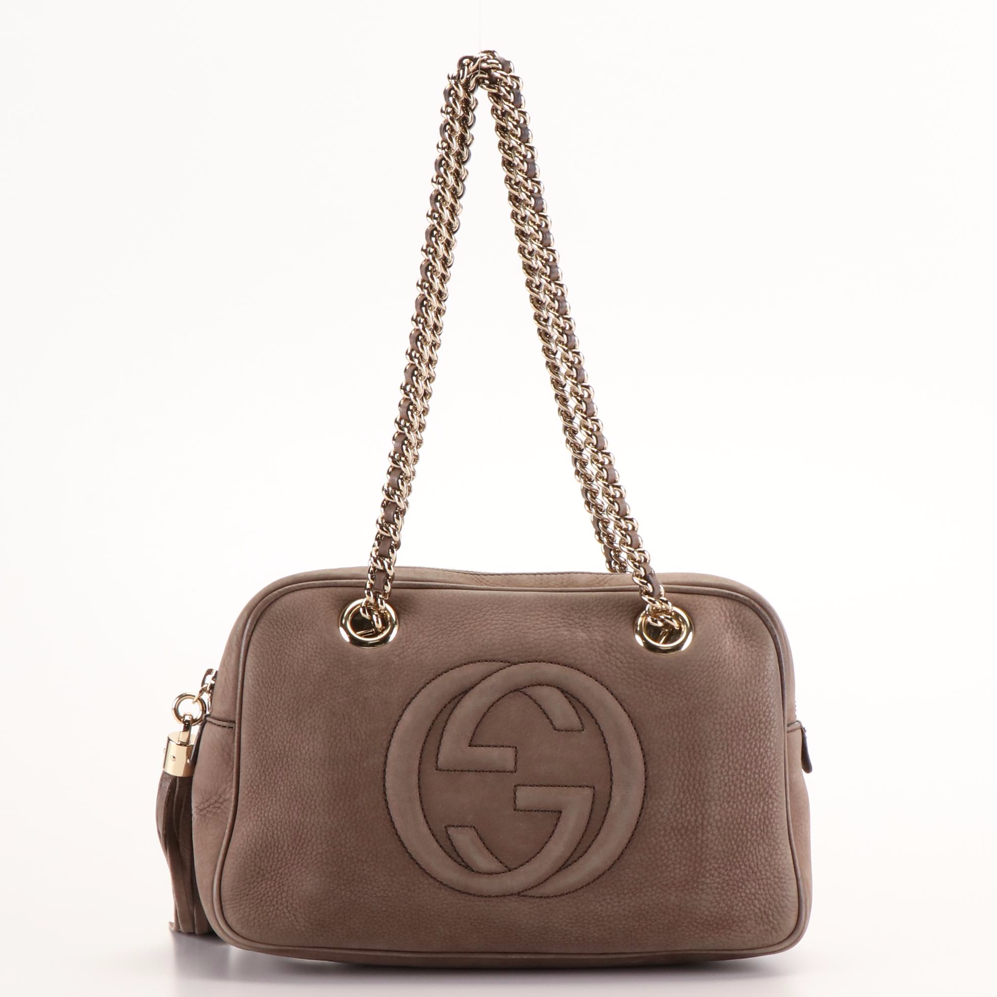 Gucci Soho Chain Zip Shoulder Bag in Nubuck Leather