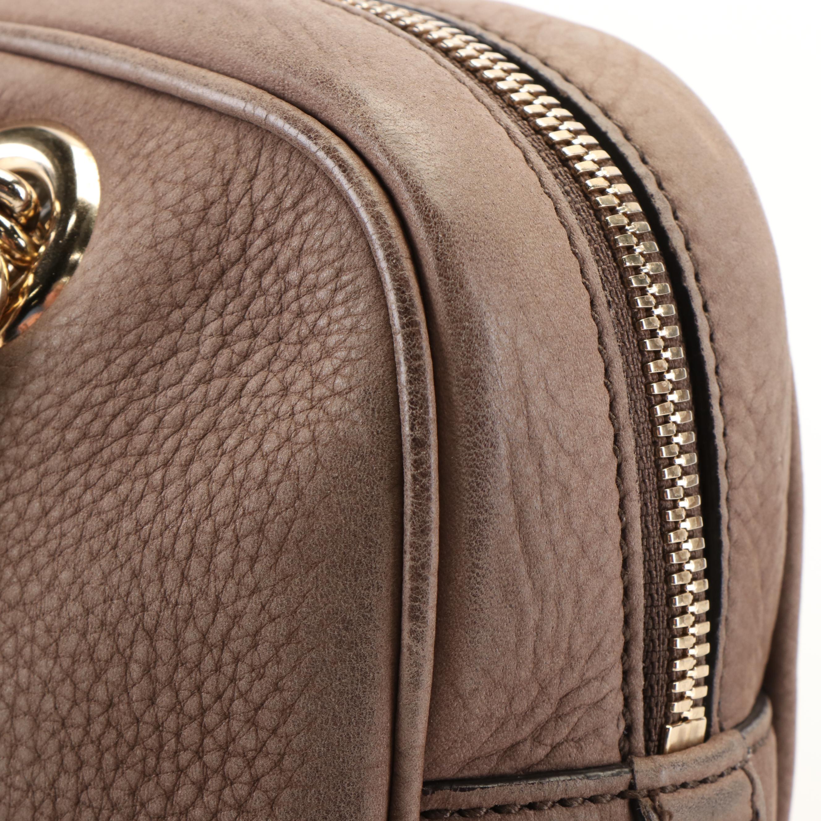Gucci Soho Chain Zip Shoulder Bag in Nubuck Leather