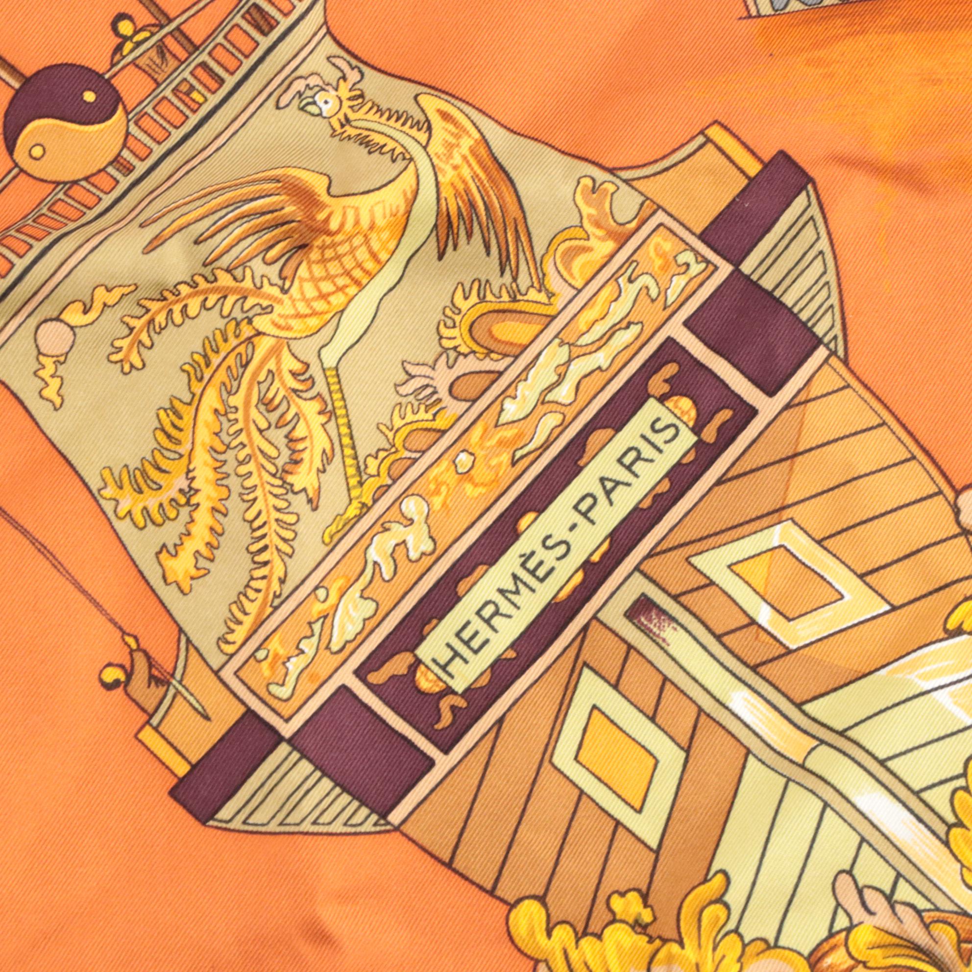 Hermès "Junques et Sampans" Silk Twill Scarf 90