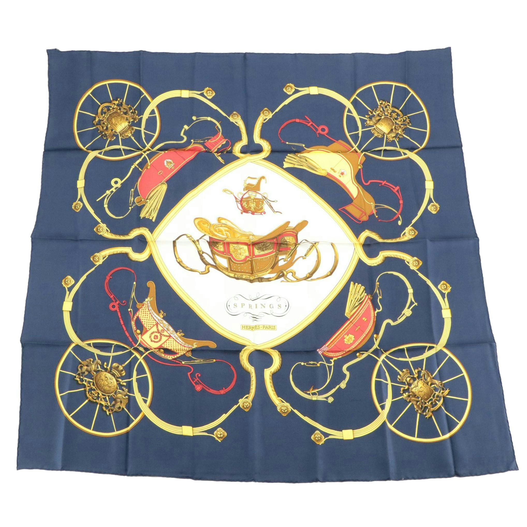 Hermès "Springs" Silk Twill Scarf 90