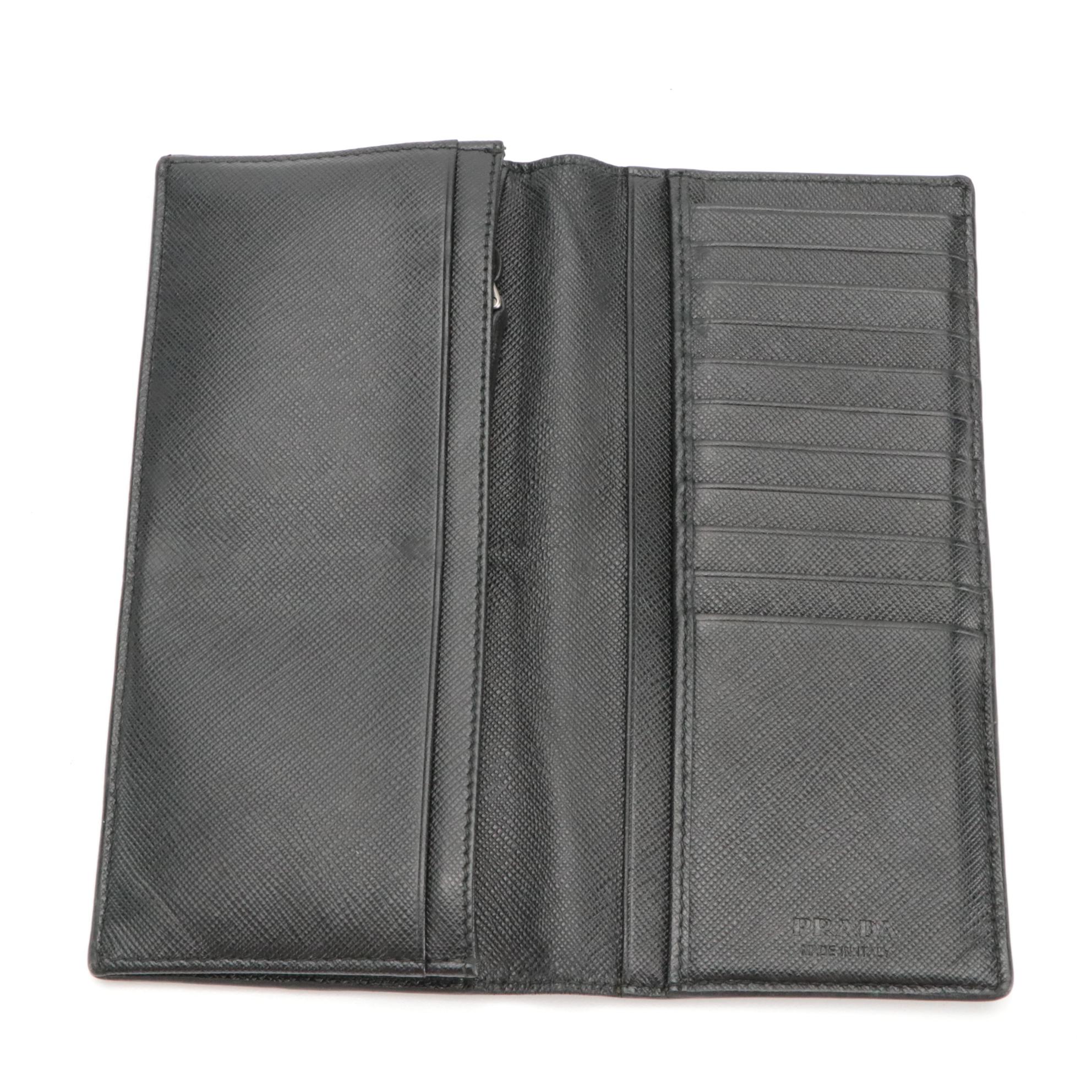 Prada Continental Wallet in Black Saffiano Leather with Box
