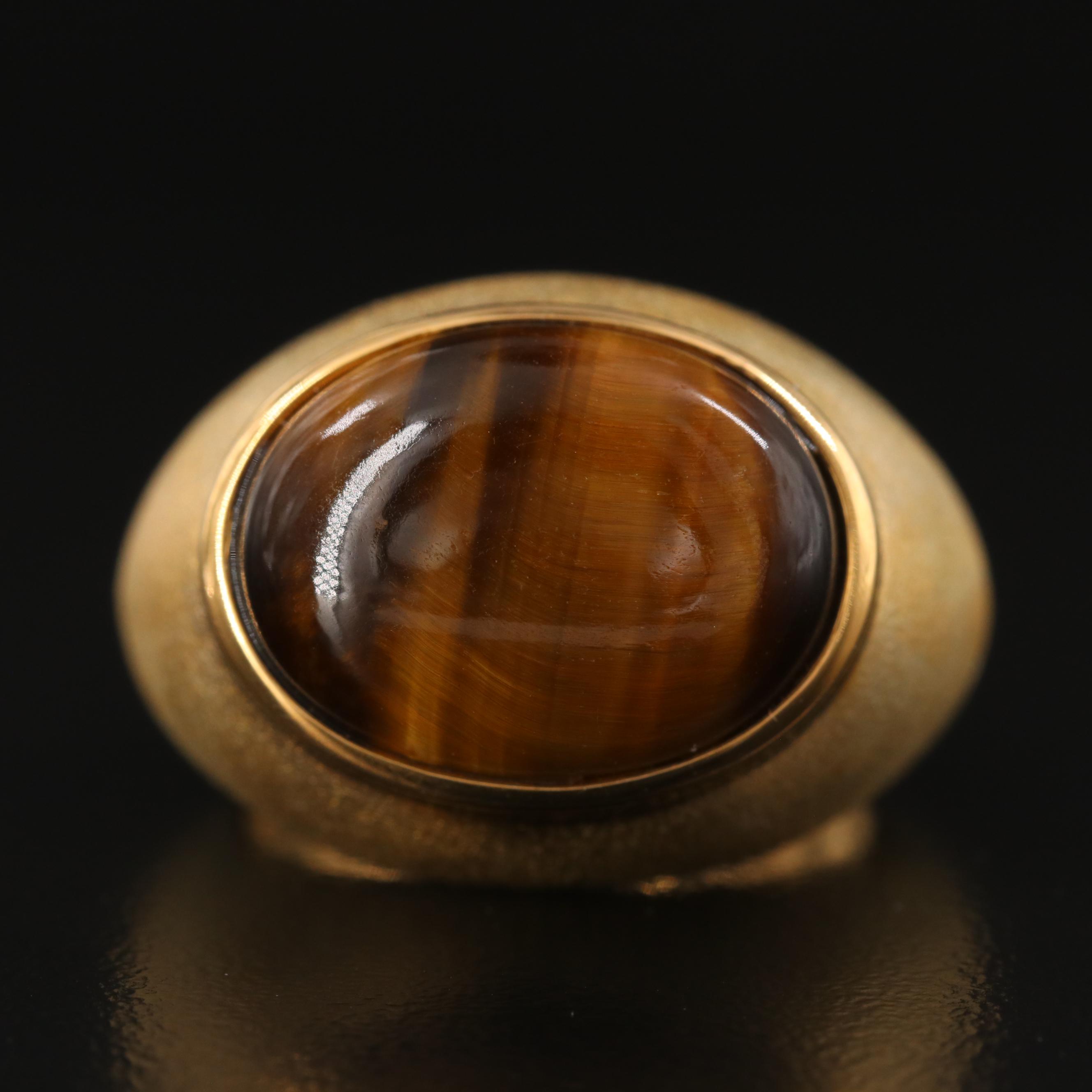 Sterling Tiger's Eye Bezel Set Ring