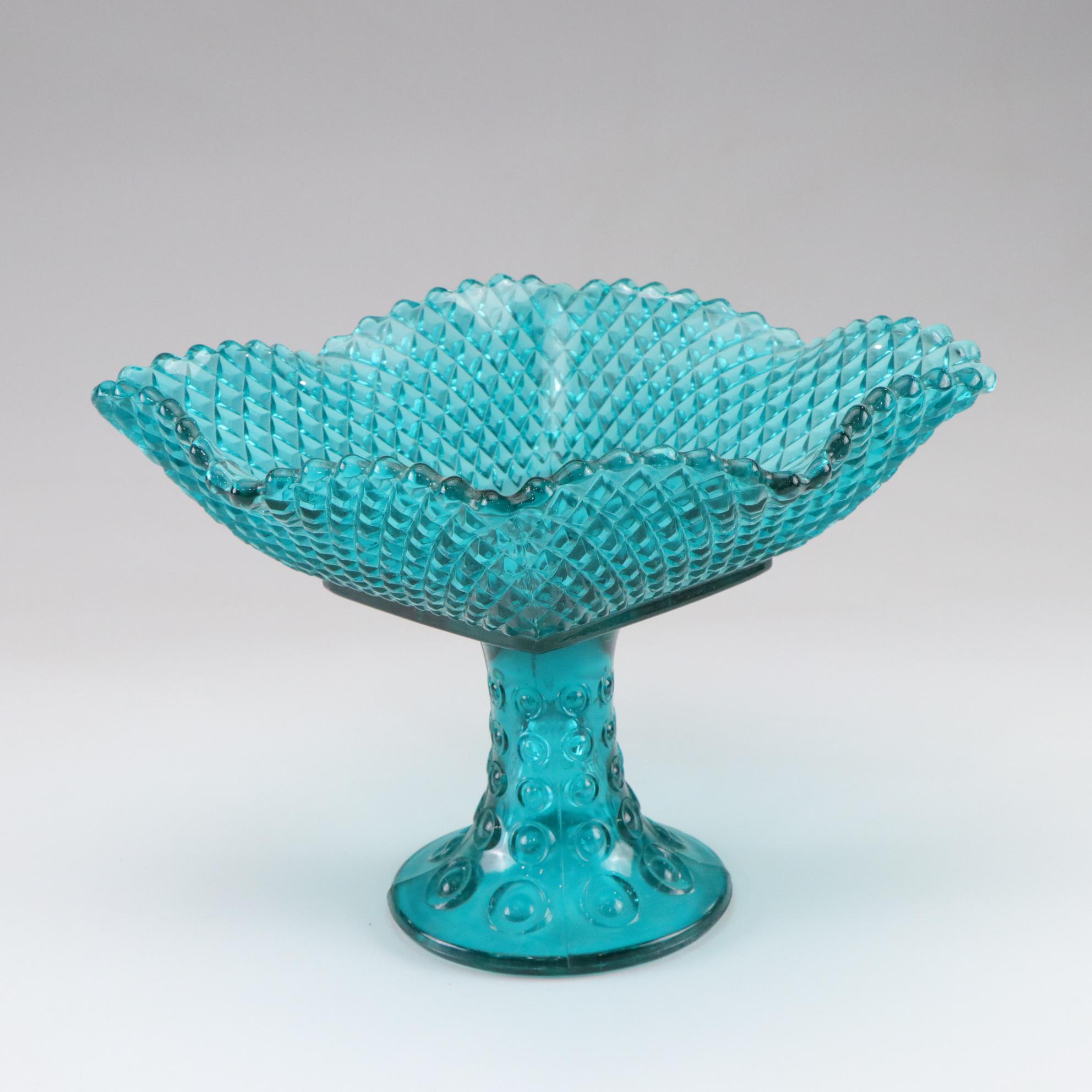 Leo Ward Bluebird Figurine, L.E. Smith Pedestal Bowl, and Jeannette Candy Jar