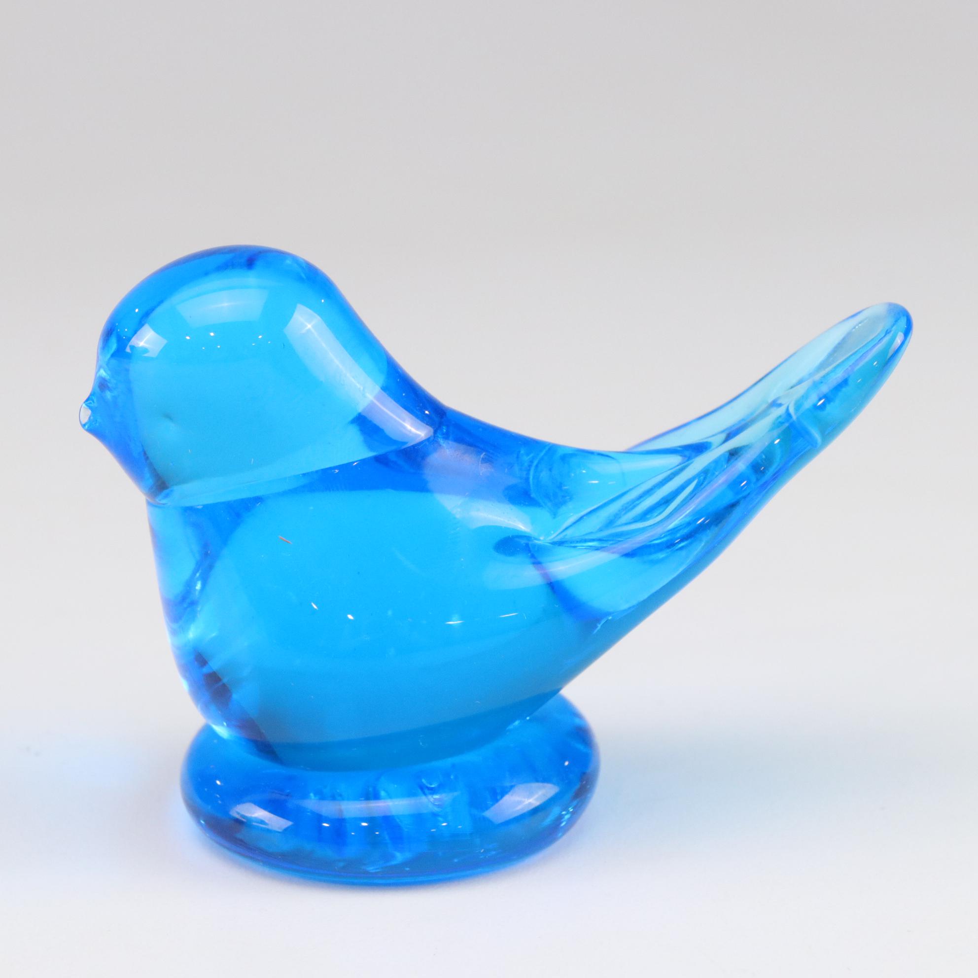 Leo Ward Bluebird Figurine, L.E. Smith Pedestal Bowl, and Jeannette Candy Jar