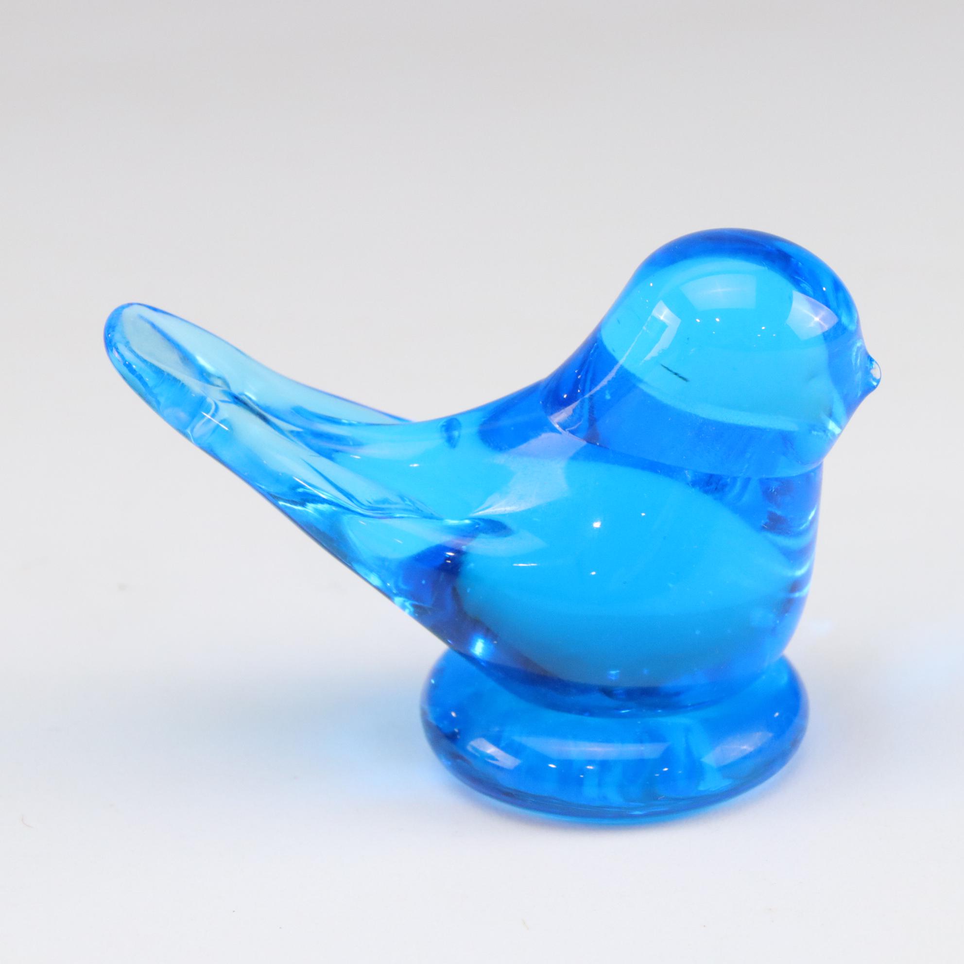 Leo Ward Bluebird Figurine, L.E. Smith Pedestal Bowl, and Jeannette Candy Jar