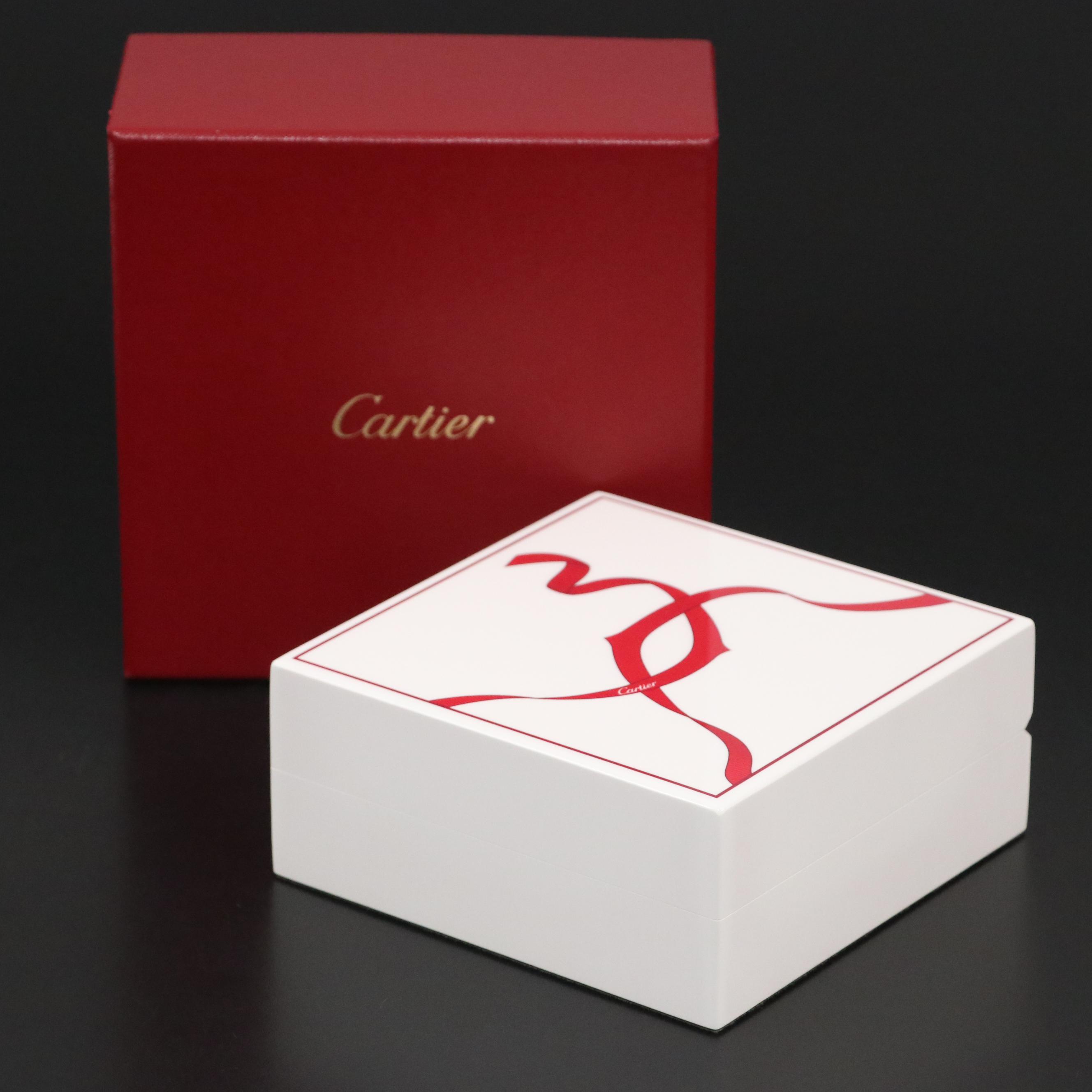 Cartier "Entrelacés de Cartier" White Lacquered Wood Small Jewelry Box