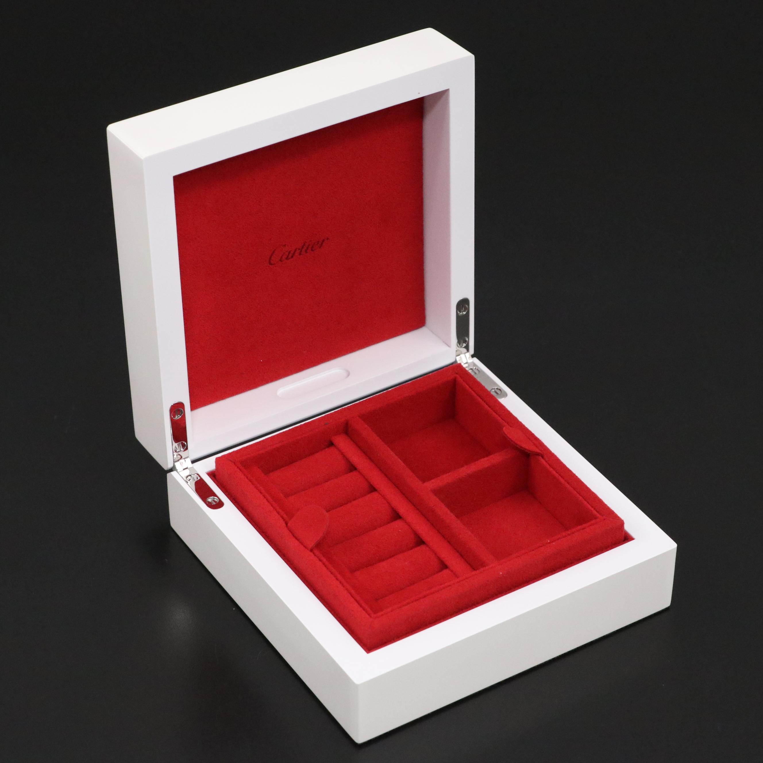 Cartier "Entrelacés de Cartier" White Lacquered Wood Small Jewelry Box