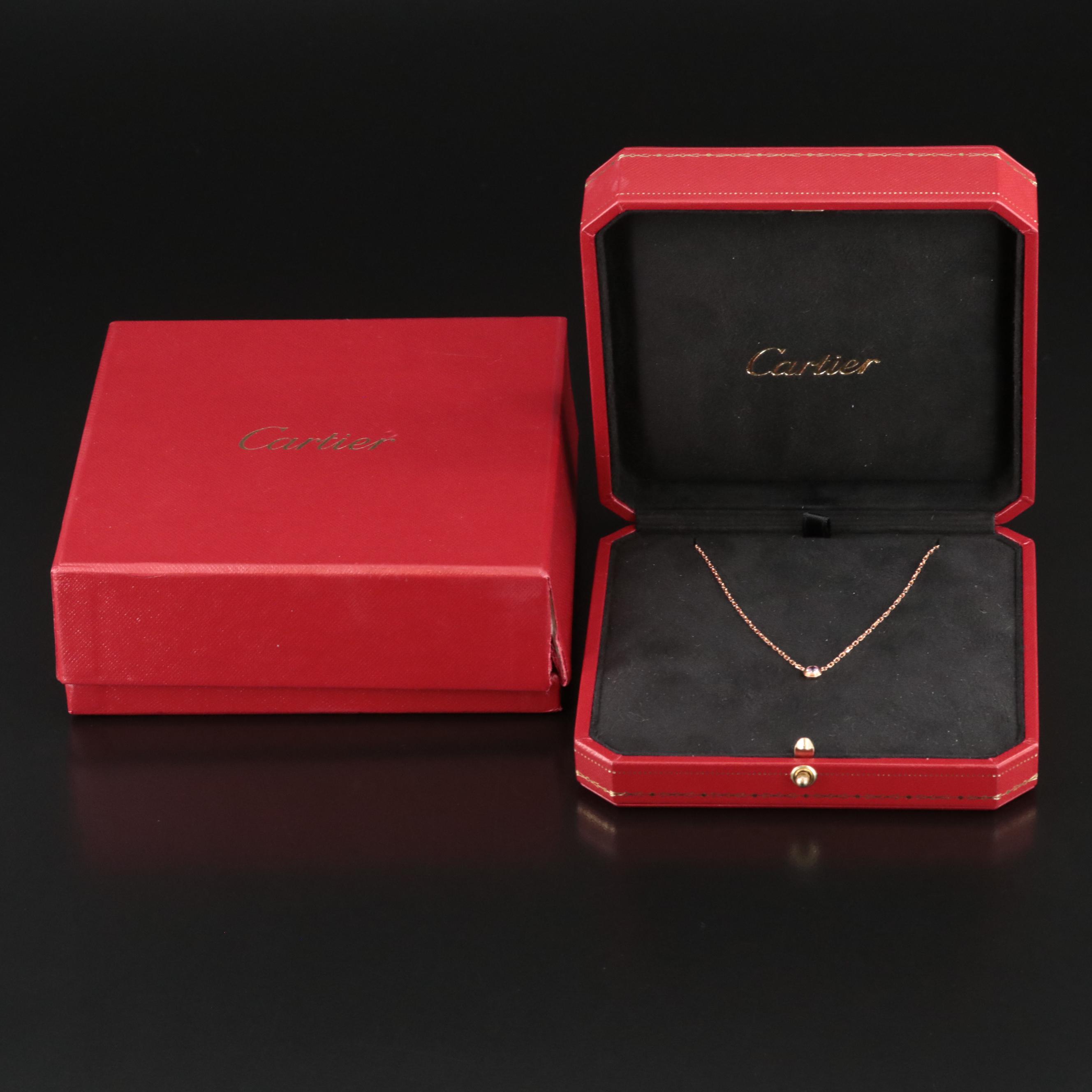Cartier d'Amour 18K Rose Gold Pink Sapphire Necklace