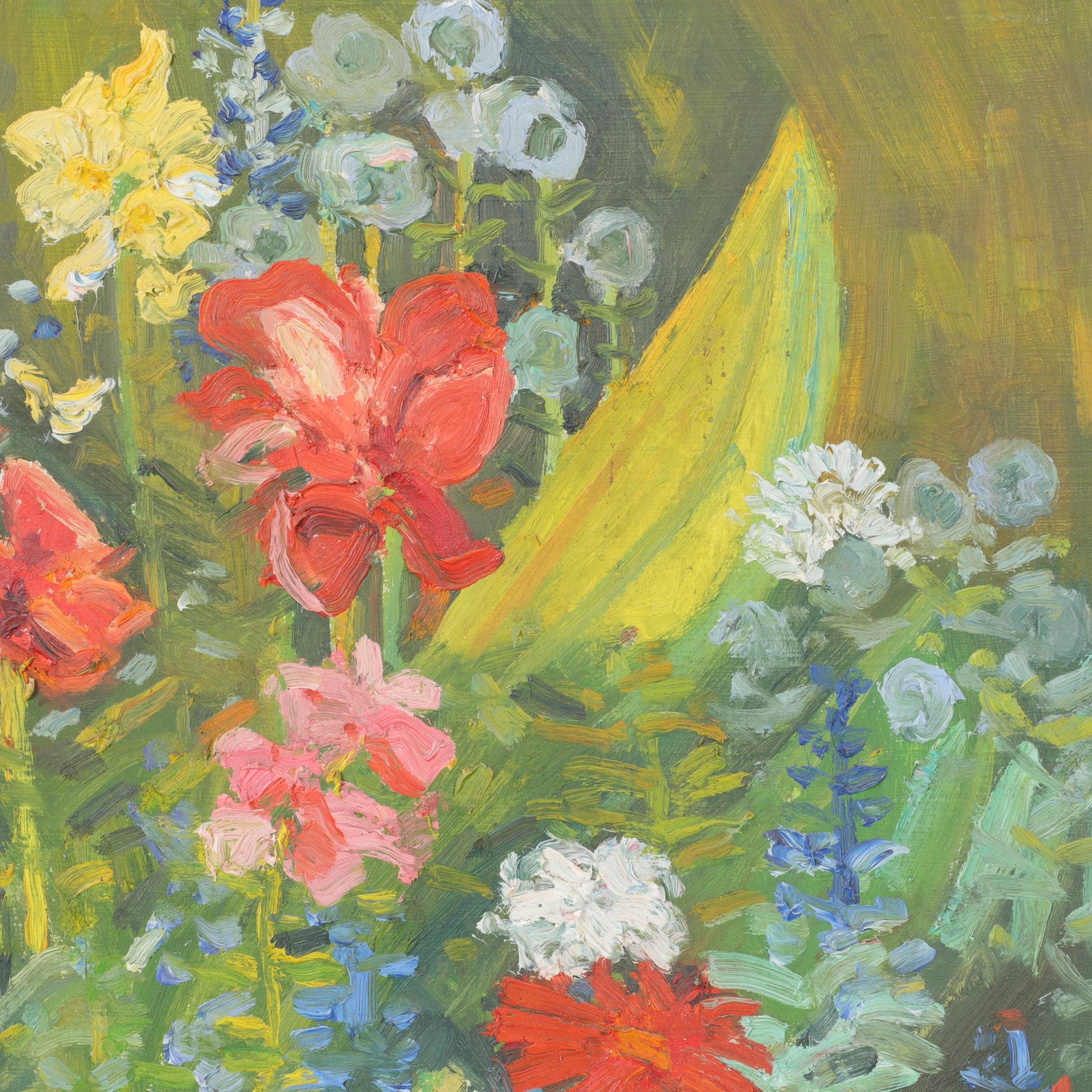 Bob Ragland Plein Air Landscape Oil Painting of Wildflowers, 1987