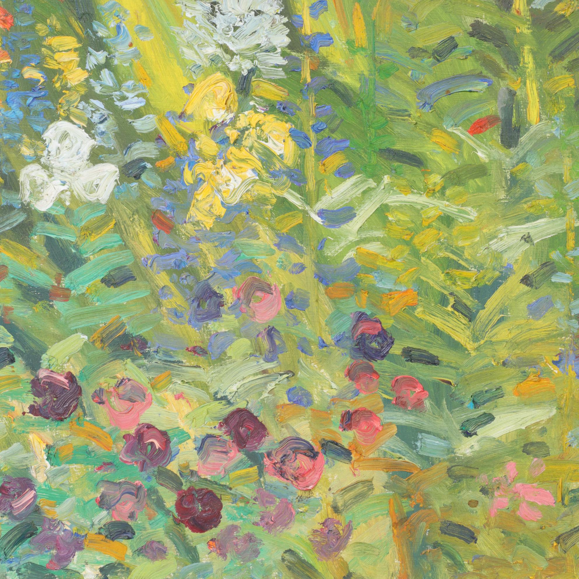 Bob Ragland Plein Air Landscape Oil Painting of Wildflowers, 1987
