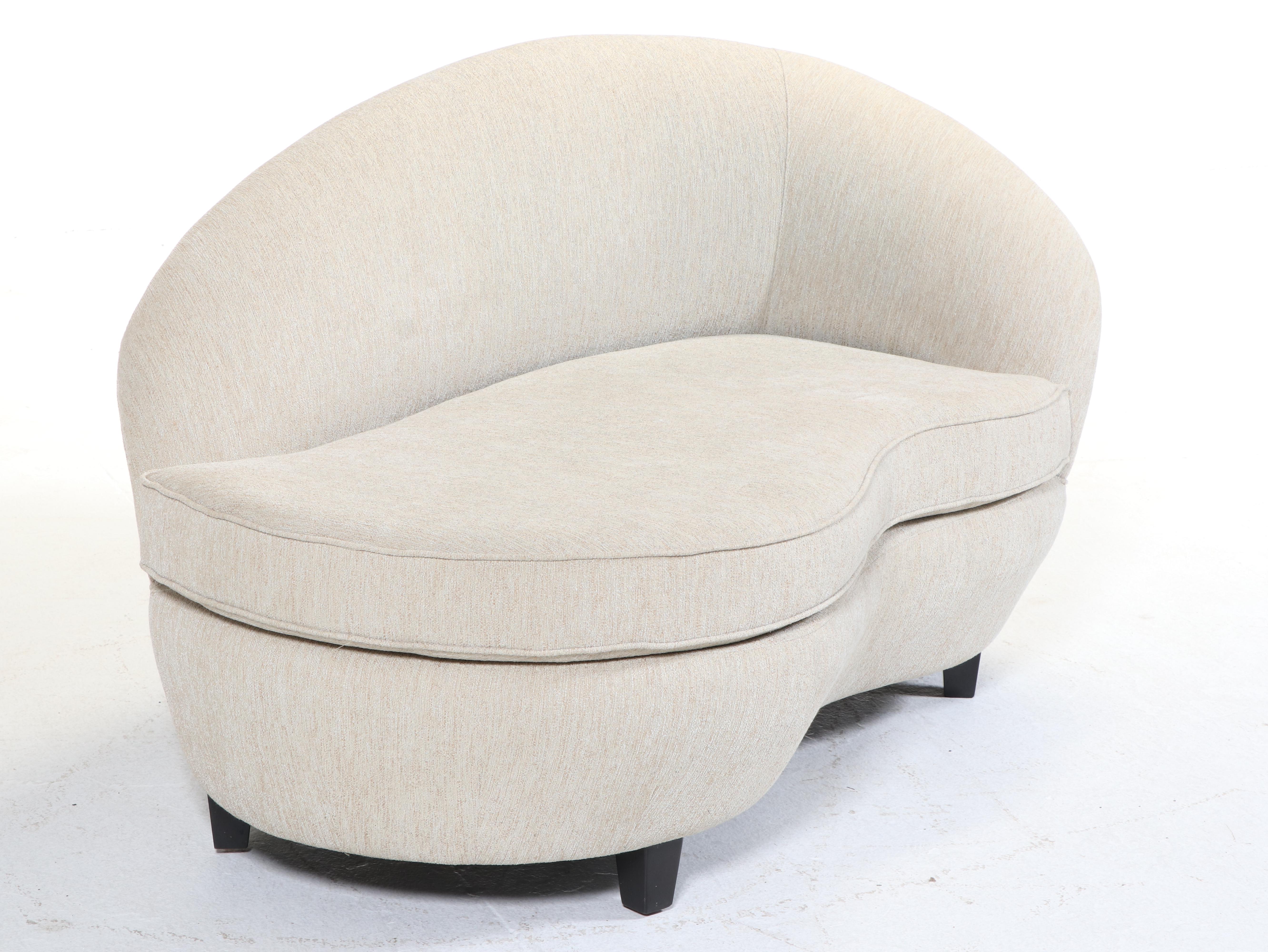 Postmodern Style Upholstered Kidney-Shaped Chaise