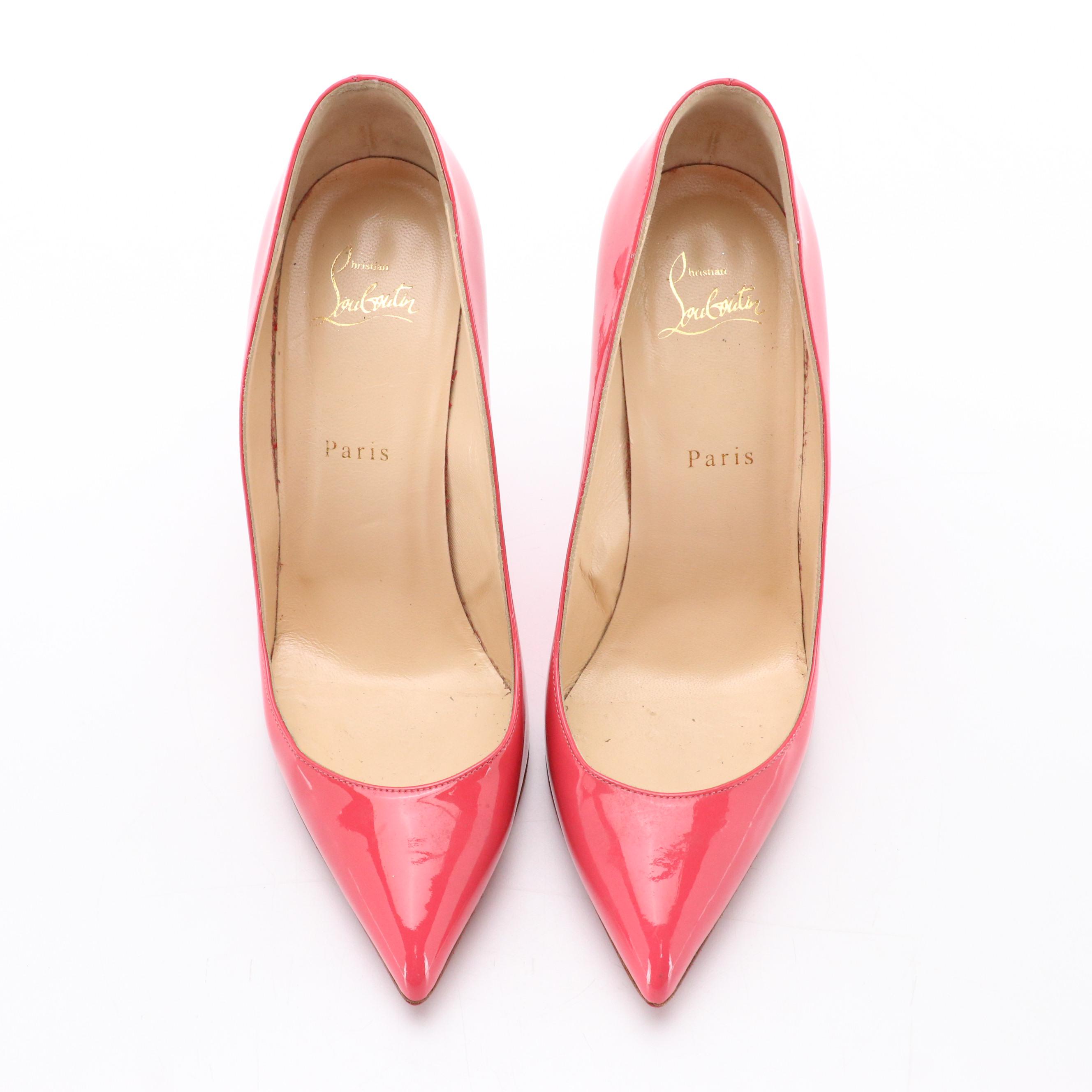 Christian Louboutin Watermelon Pink Patent Leather Pointed-Toe Pumps
