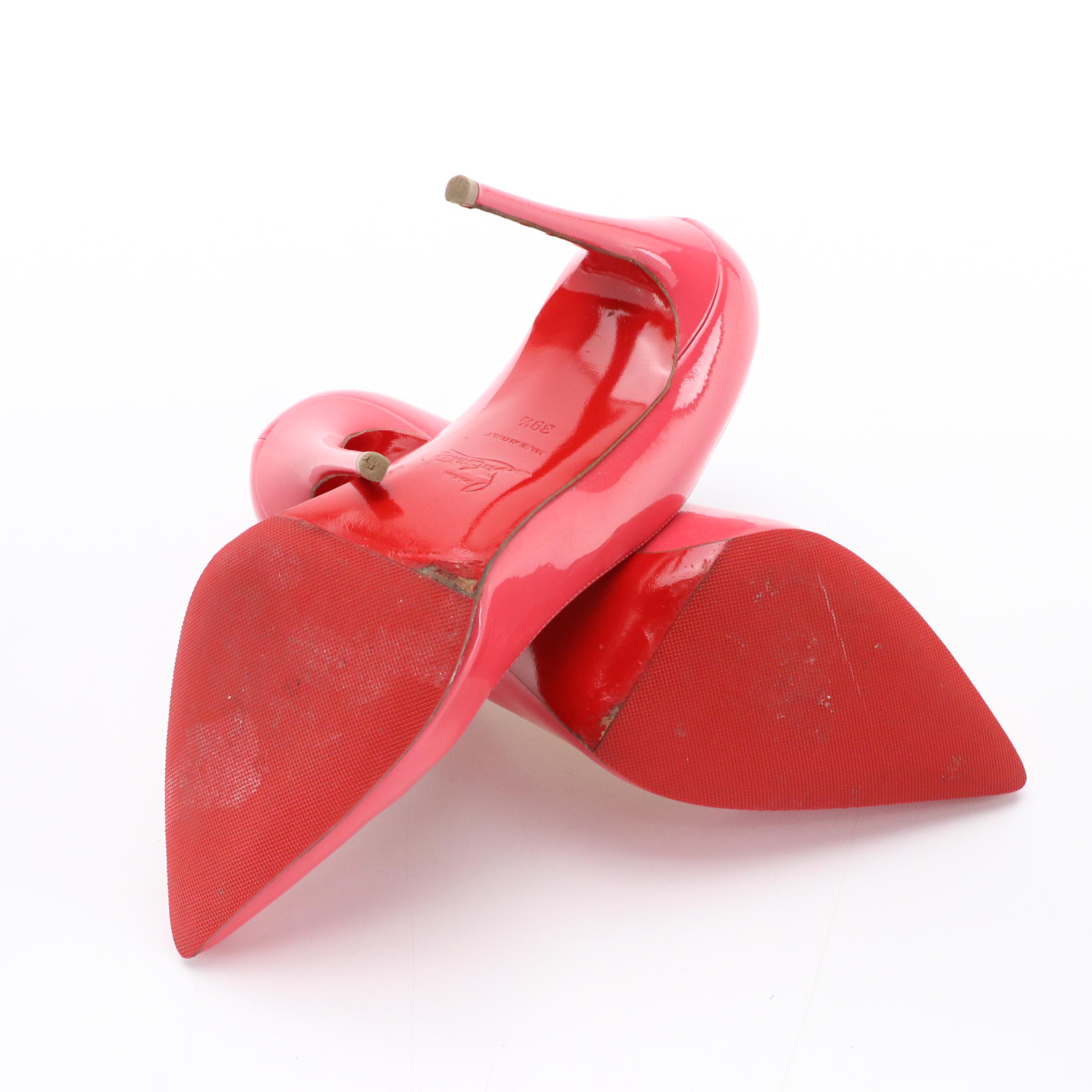 Christian Louboutin Watermelon Pink Patent Leather Pointed-Toe Pumps