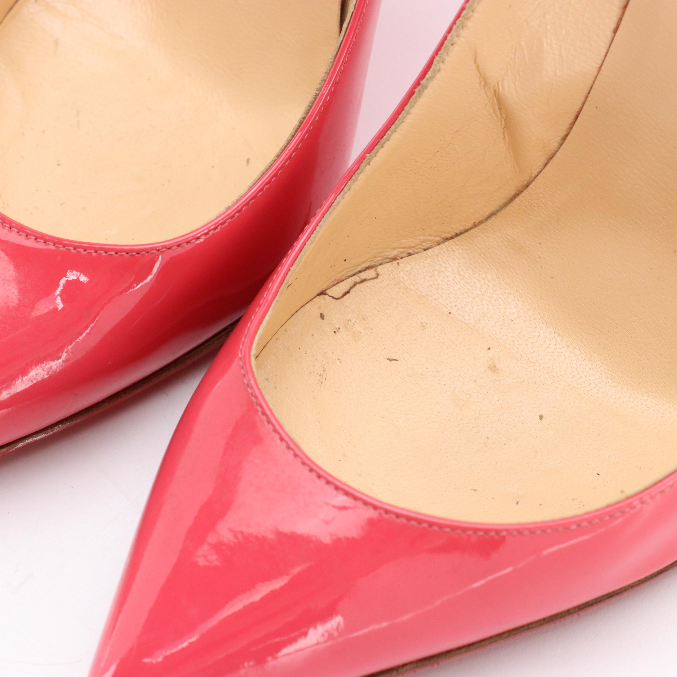 Christian Louboutin Watermelon Pink Patent Leather Pointed-Toe Pumps