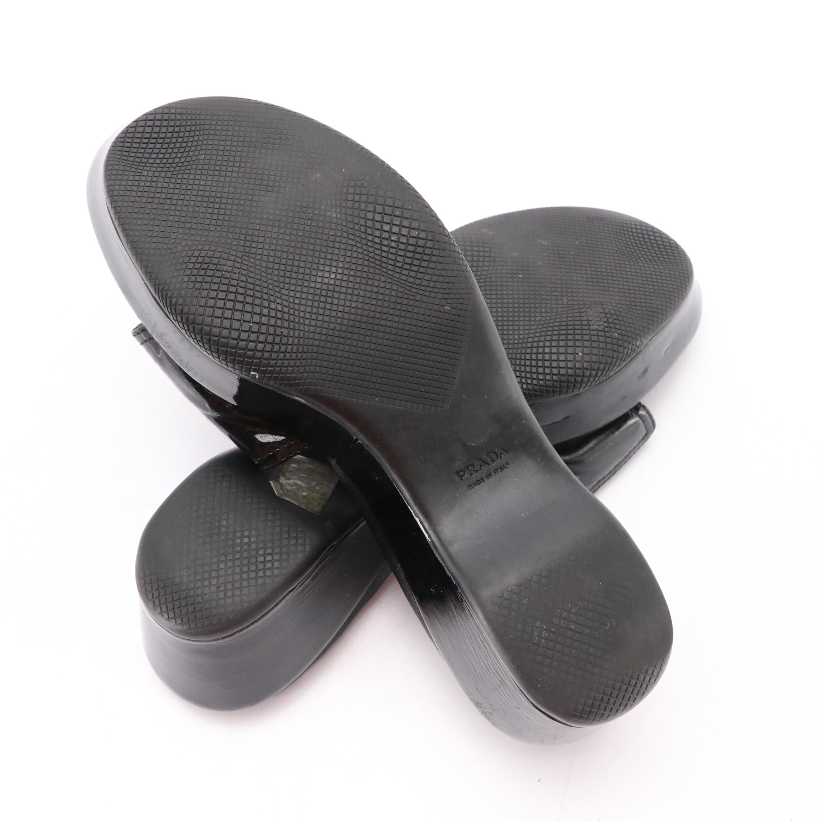 Prada Sport Platform Wedge Sandals in Patent Leather/Leather