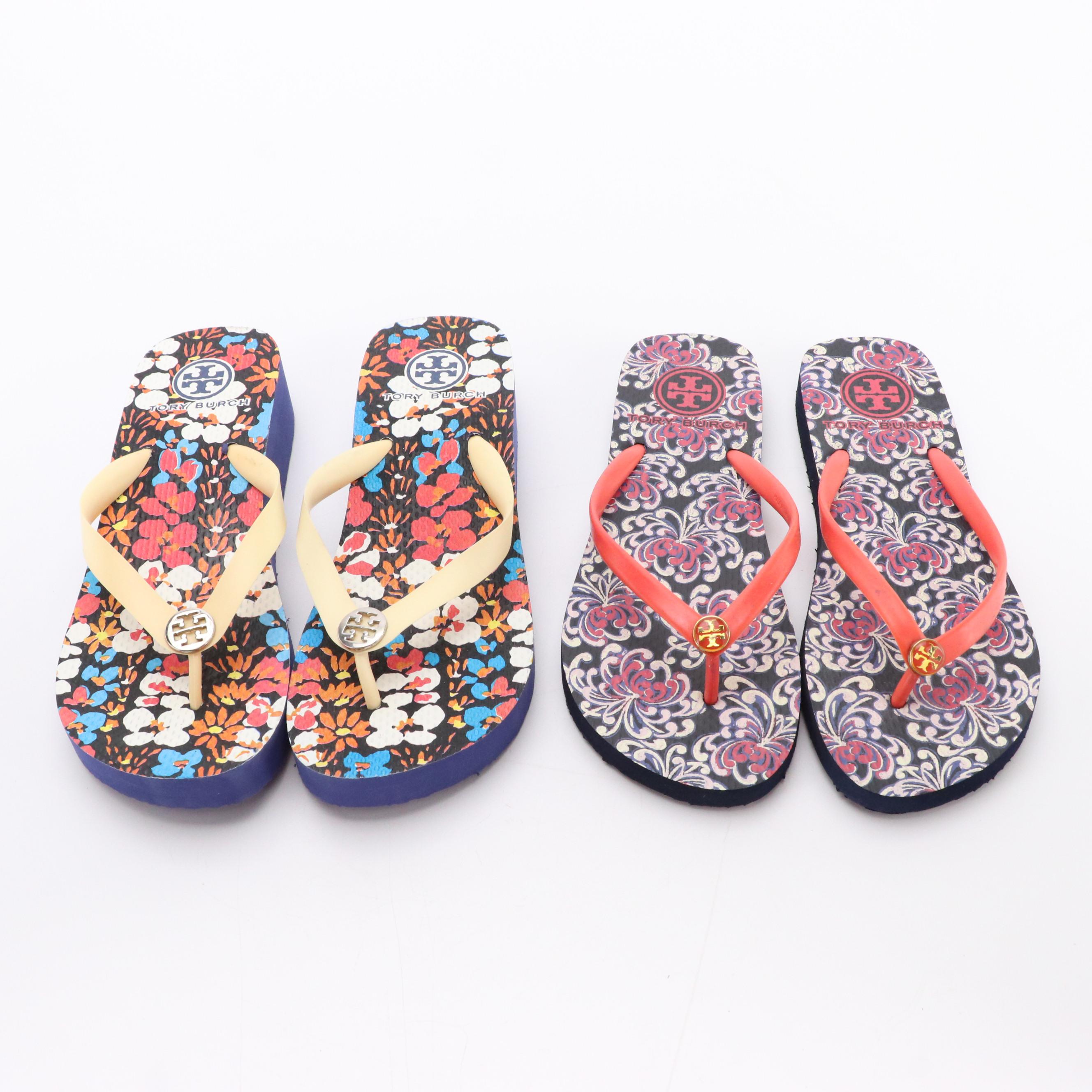 Tory Burch Patterned Flip-Flops