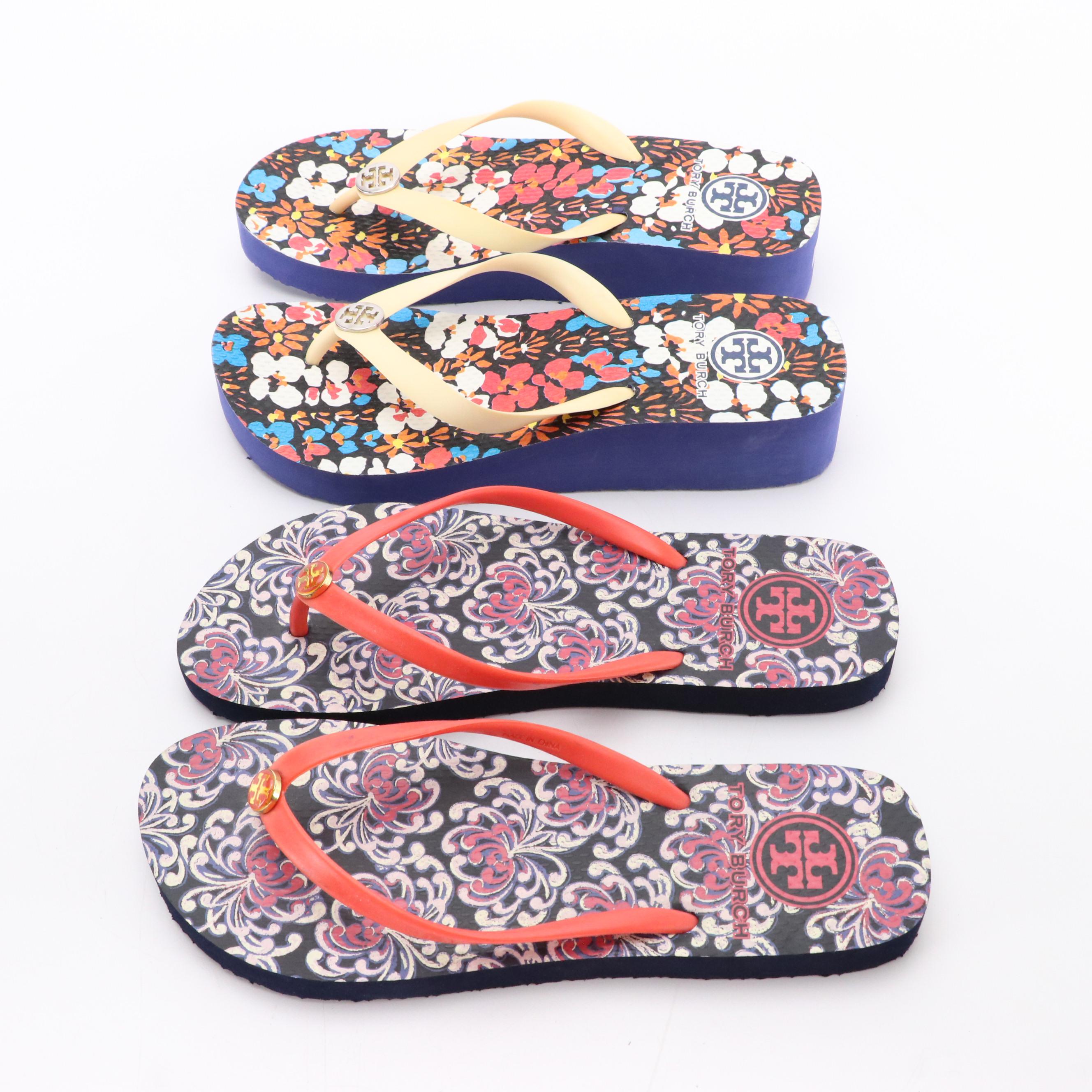 Tory Burch Patterned Flip-Flops