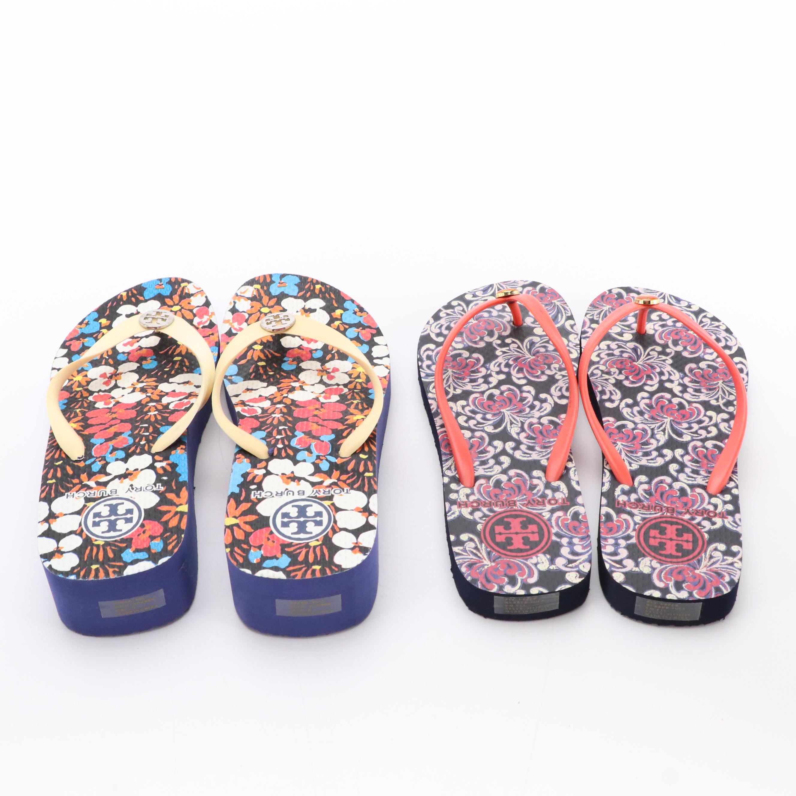 Tory Burch Patterned Flip-Flops