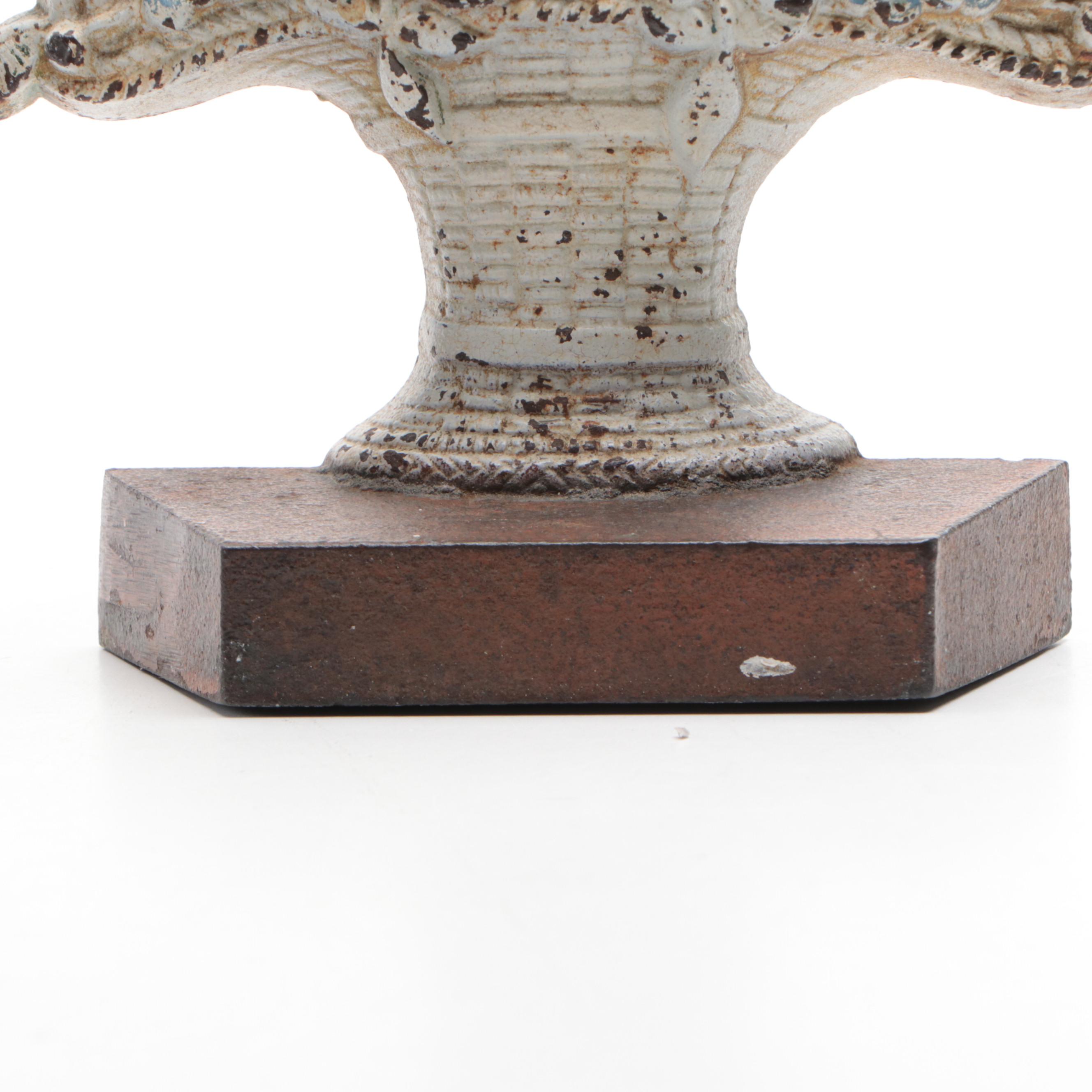 Cold-Painted Cast Iron National "Tulips" & Judd's Flower Basket #1259 Doorstops