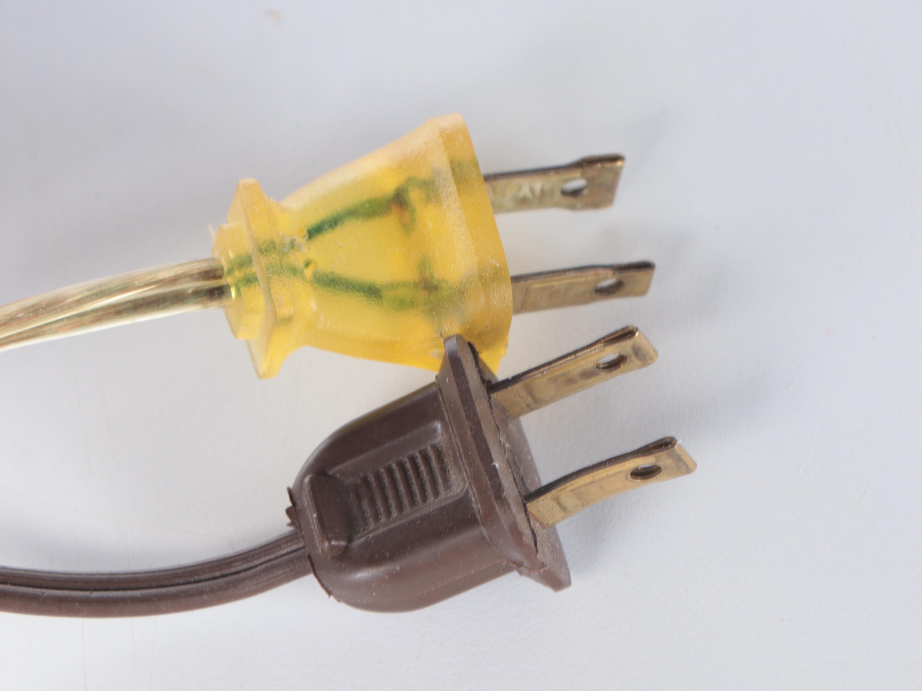 Lacquered Brass and Mauve Enameled Candlestick Table Lamps, Late 20th C.