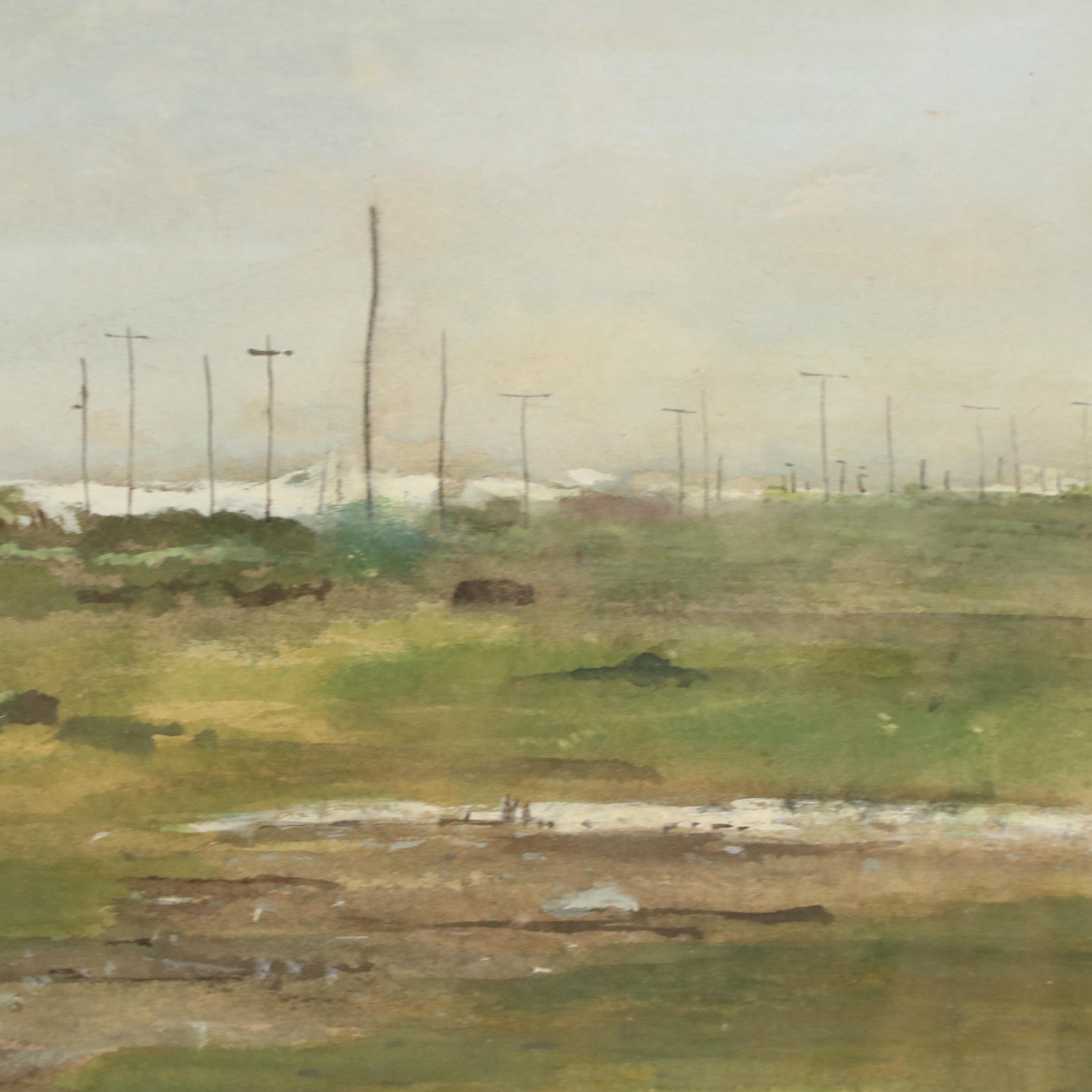 William J. Greenwood Landscape Gouache Painting "The Coast Road"