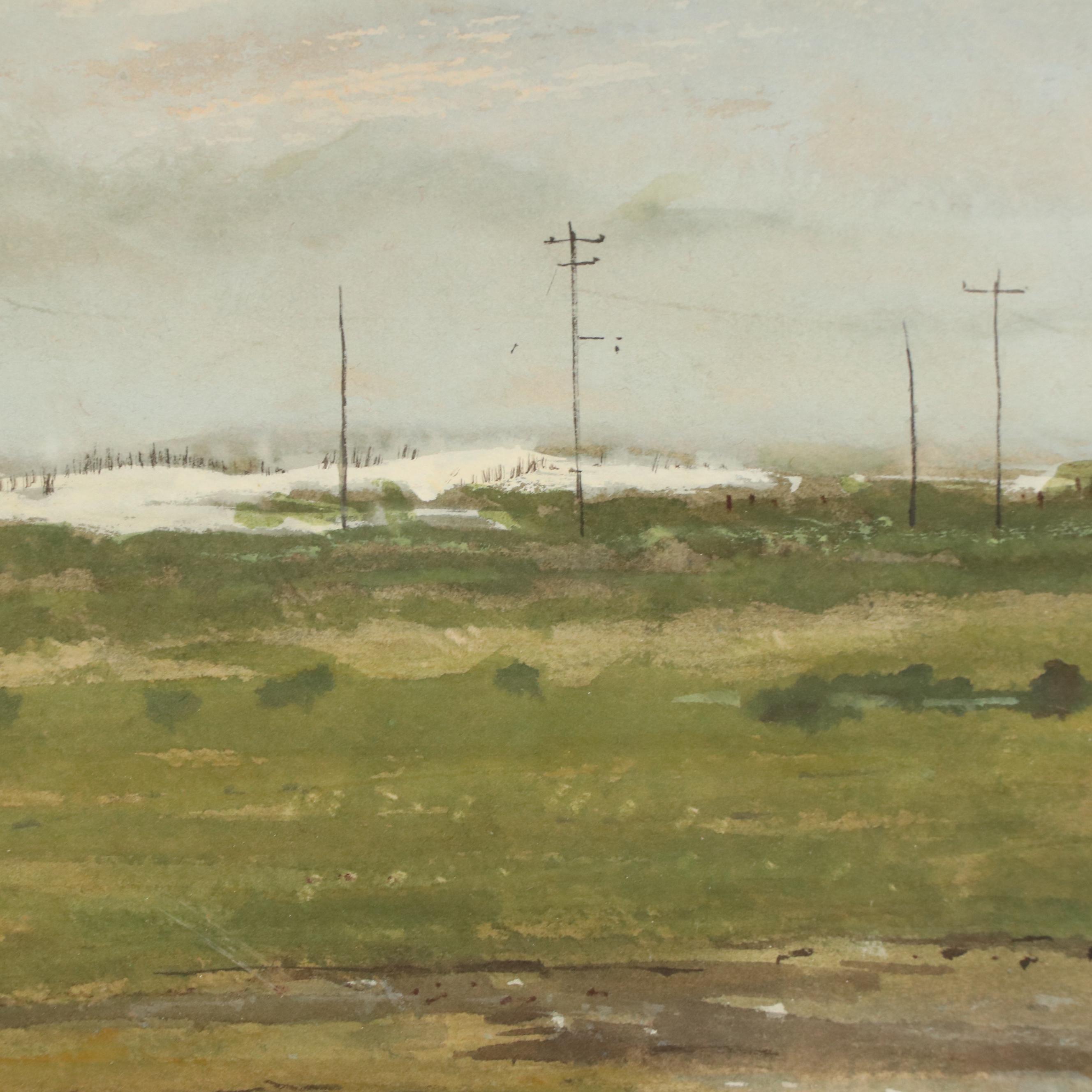 William J. Greenwood Landscape Gouache Painting "The Coast Road"