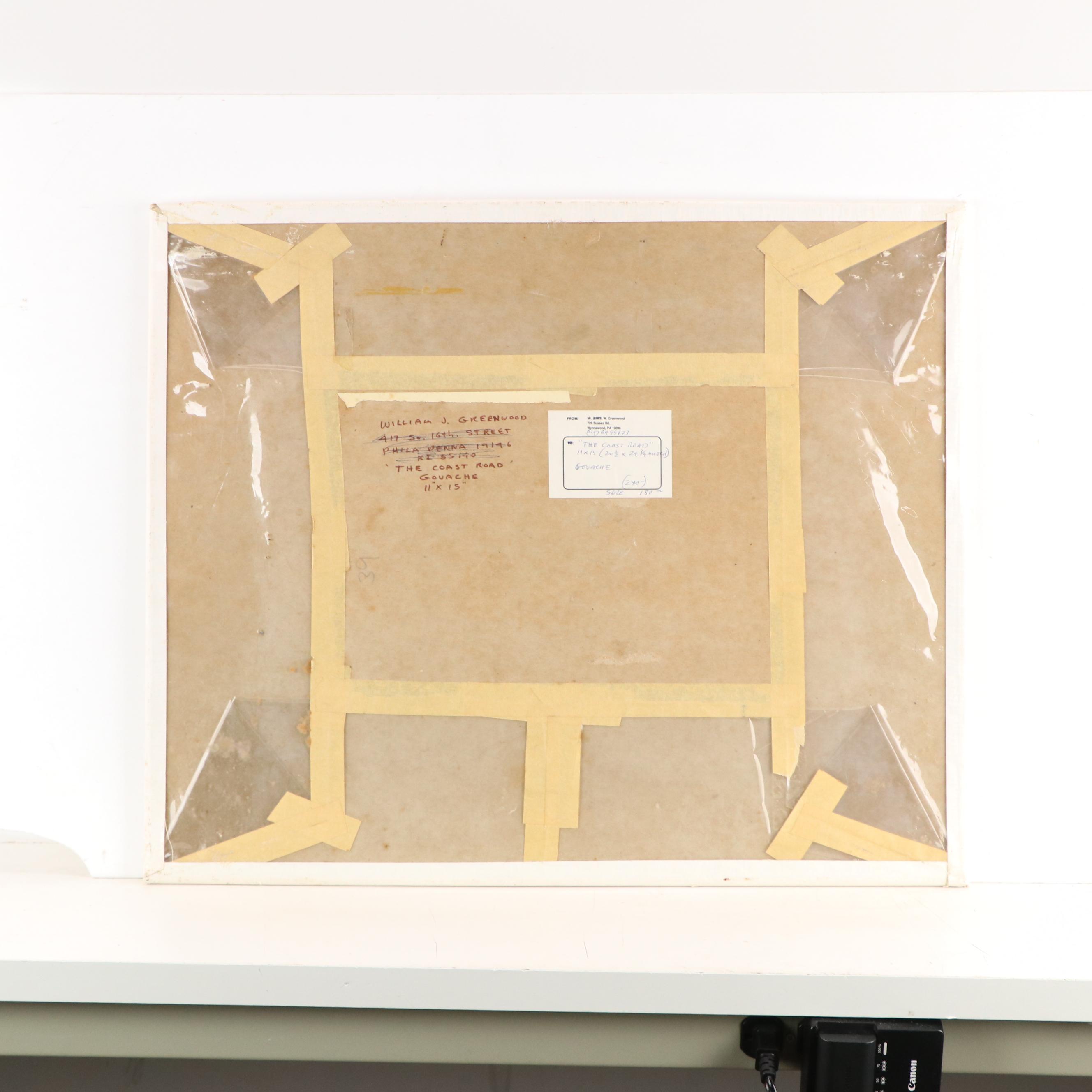 William J. Greenwood Landscape Gouache Painting "The Coast Road"