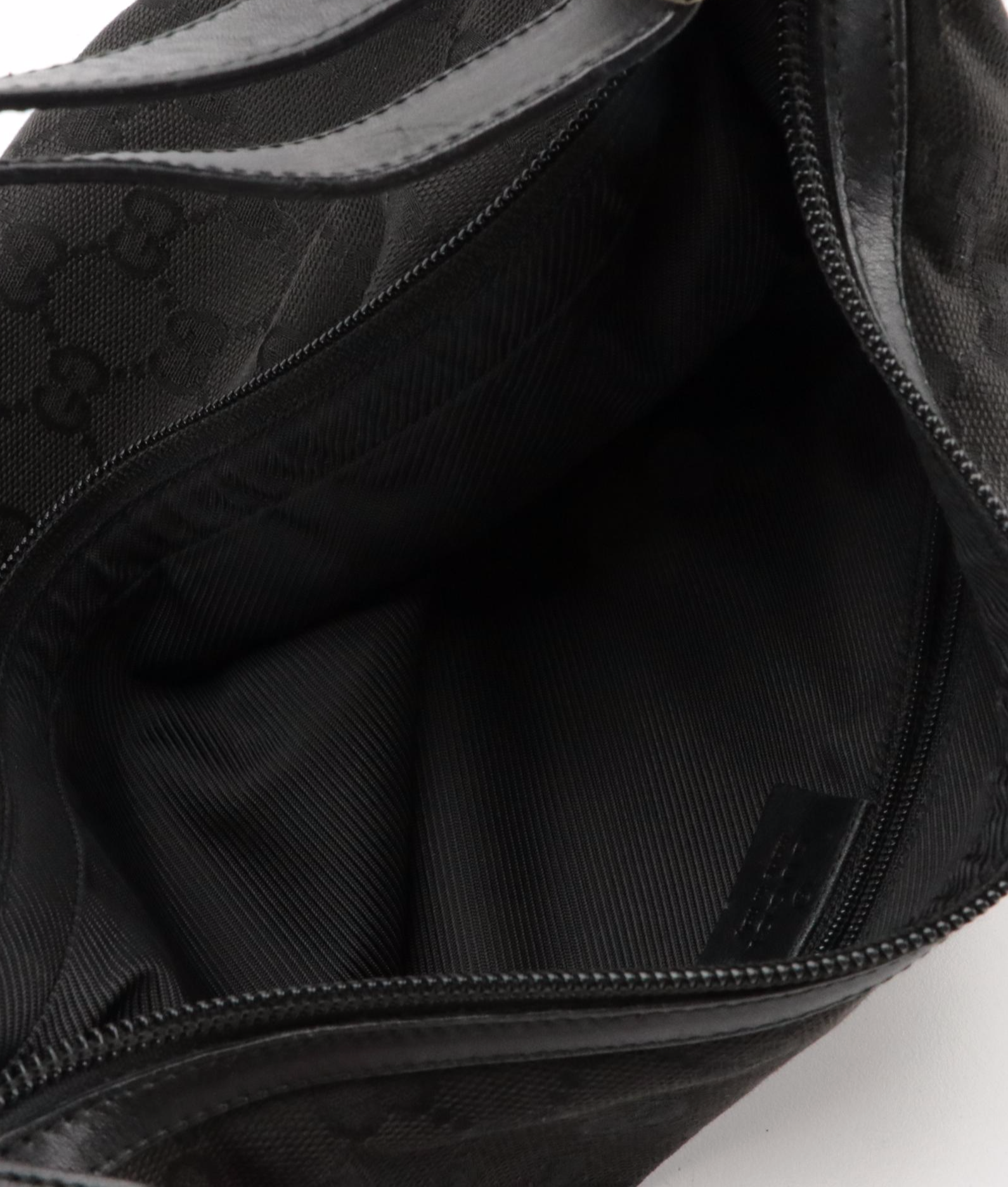 Gucci Shoulder Bag in Black GG Canvas and Leather