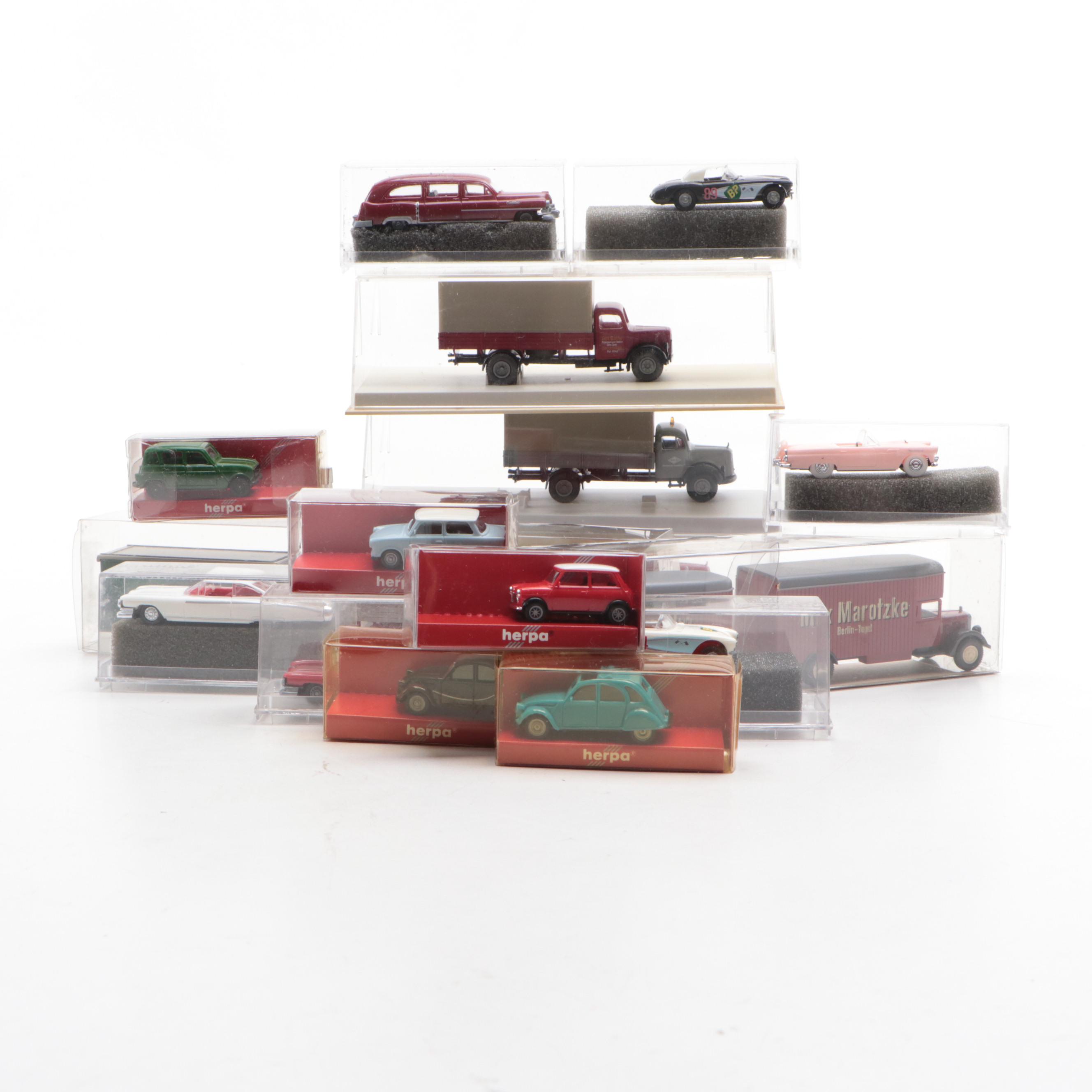 Herpa HO Scale Model Delivery Trucks, Sedans and Other Vehicles, Vintage
