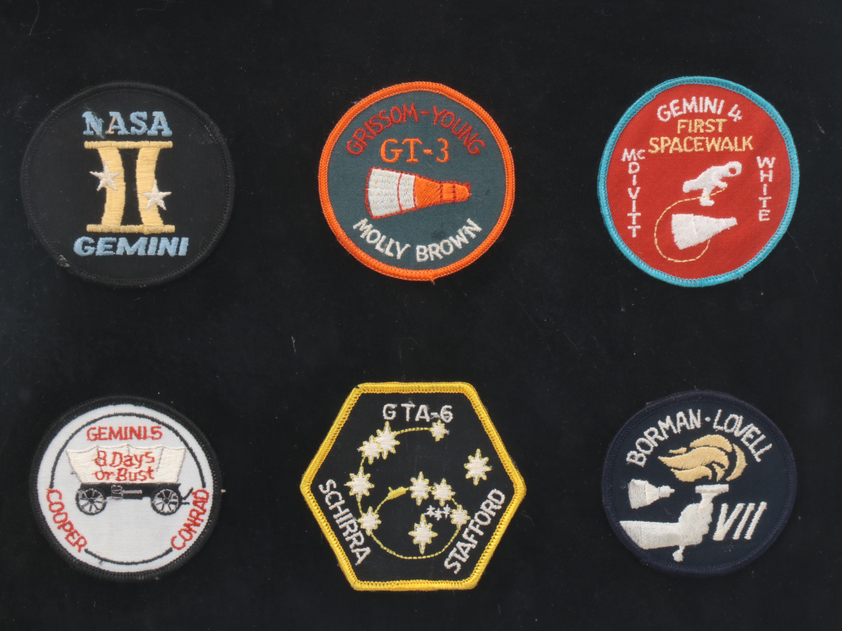 Framed Mercury, Gemini and Apollo Mission Patches