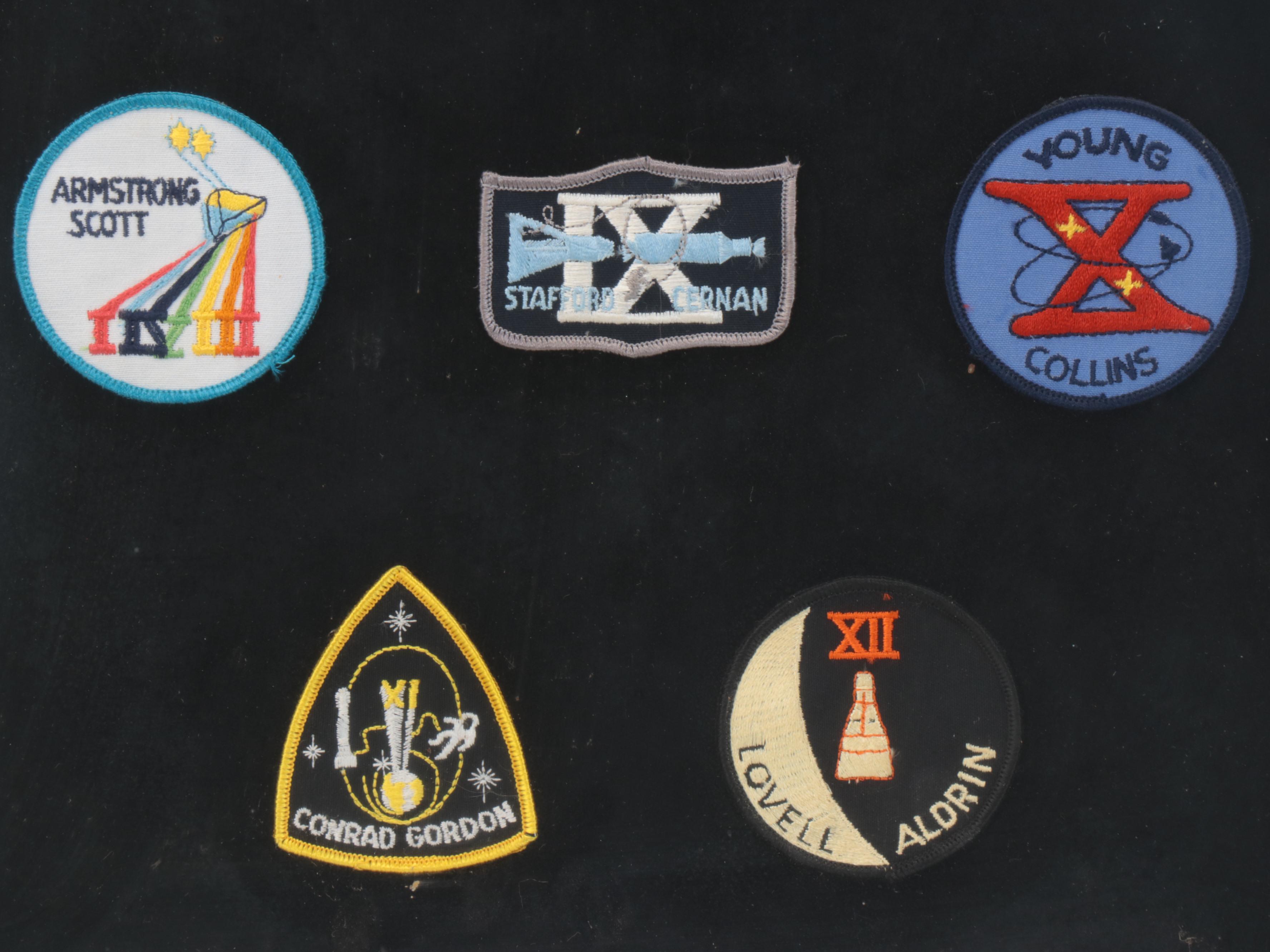 Framed Mercury, Gemini and Apollo Mission Patches