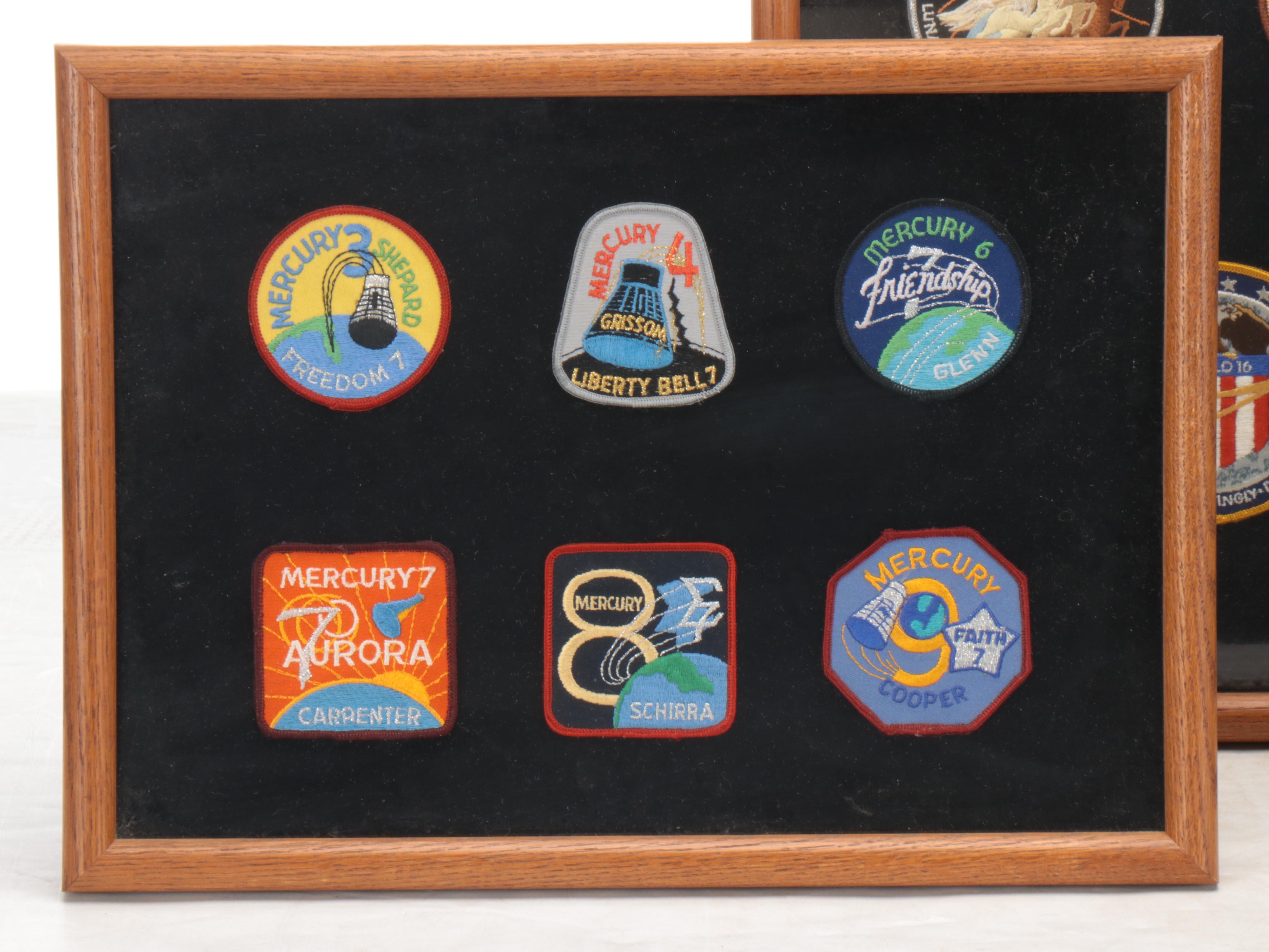Framed Mercury, Gemini and Apollo Mission Patches