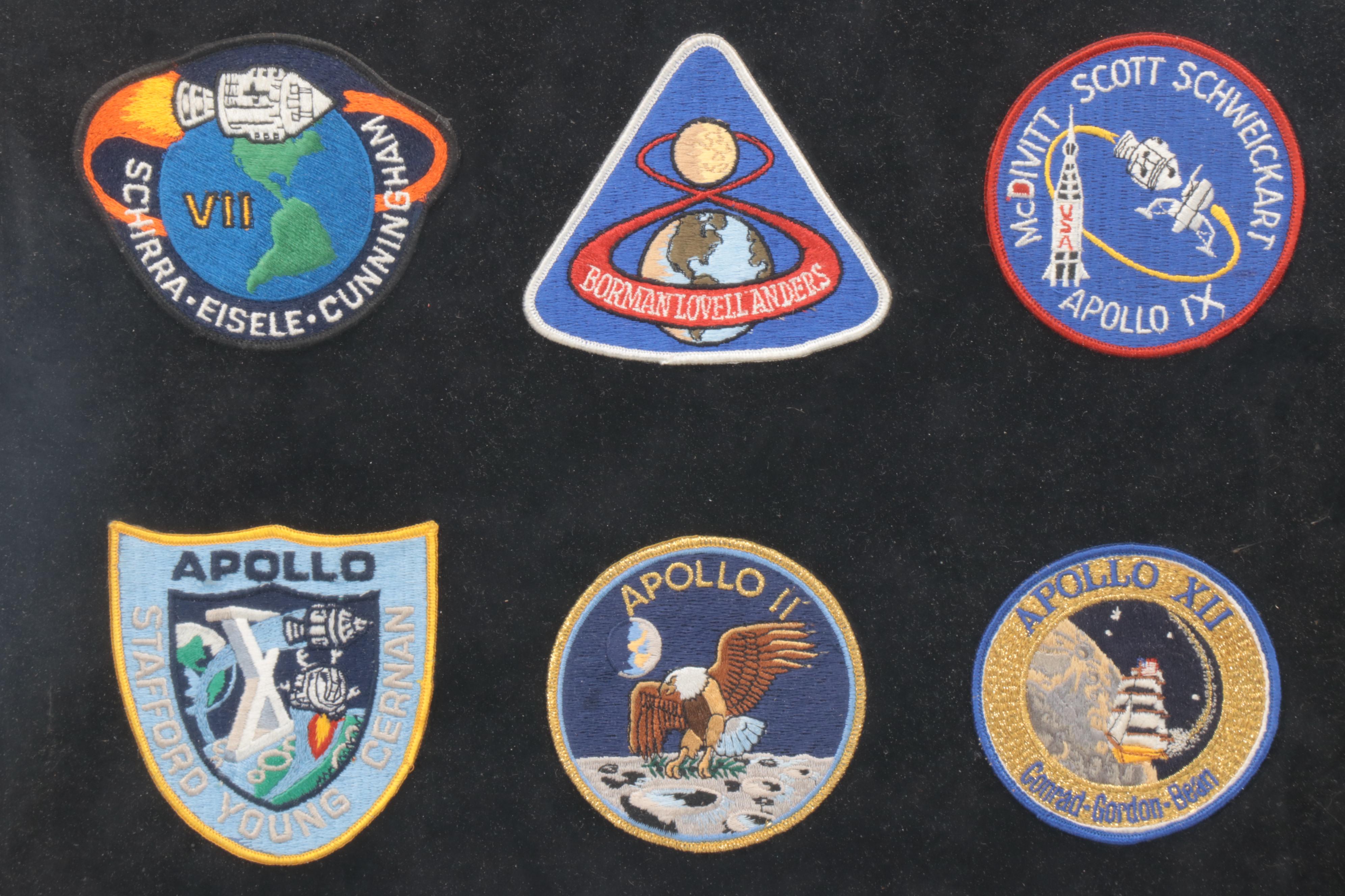 Framed Mercury, Gemini and Apollo Mission Patches