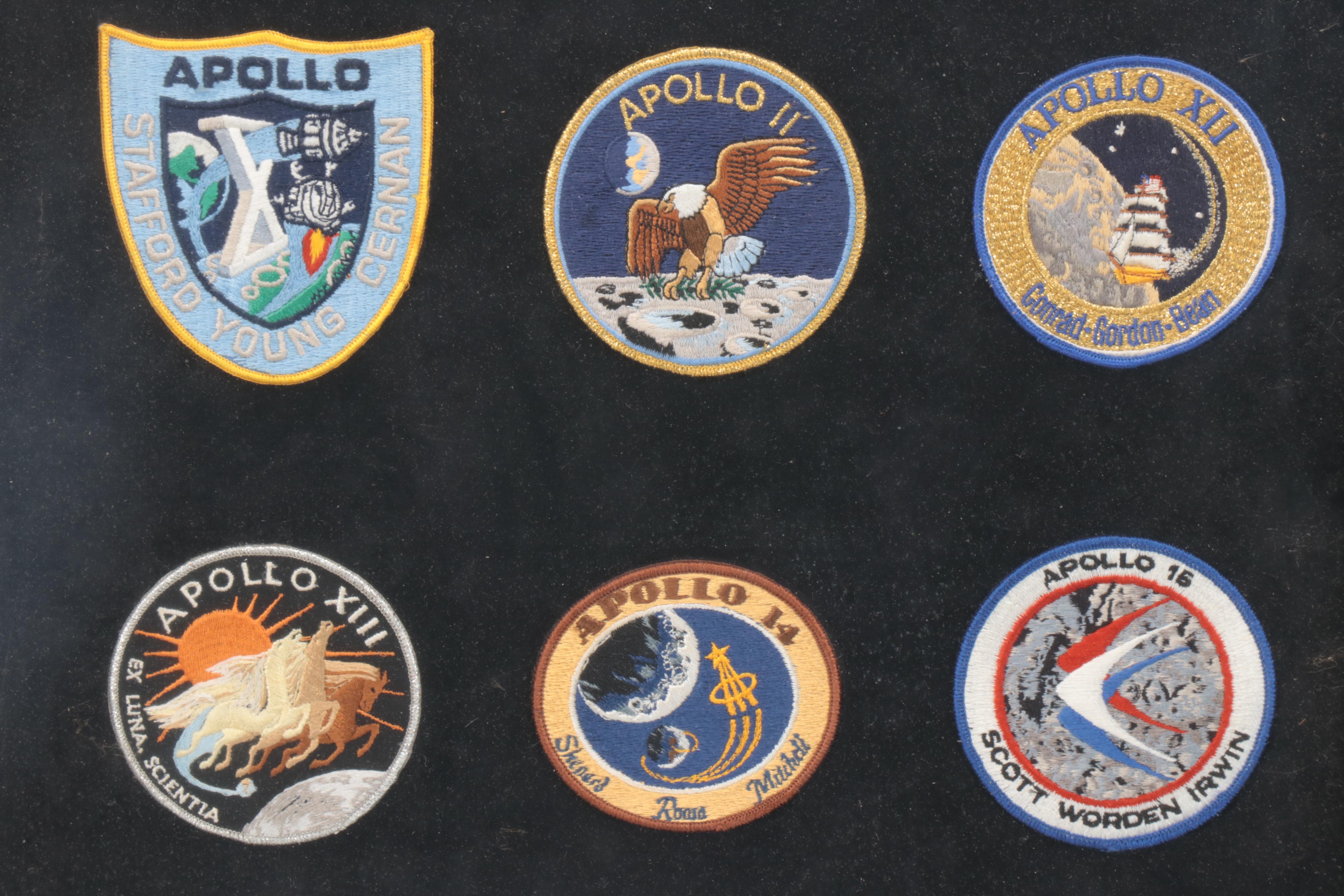 Framed Mercury, Gemini and Apollo Mission Patches