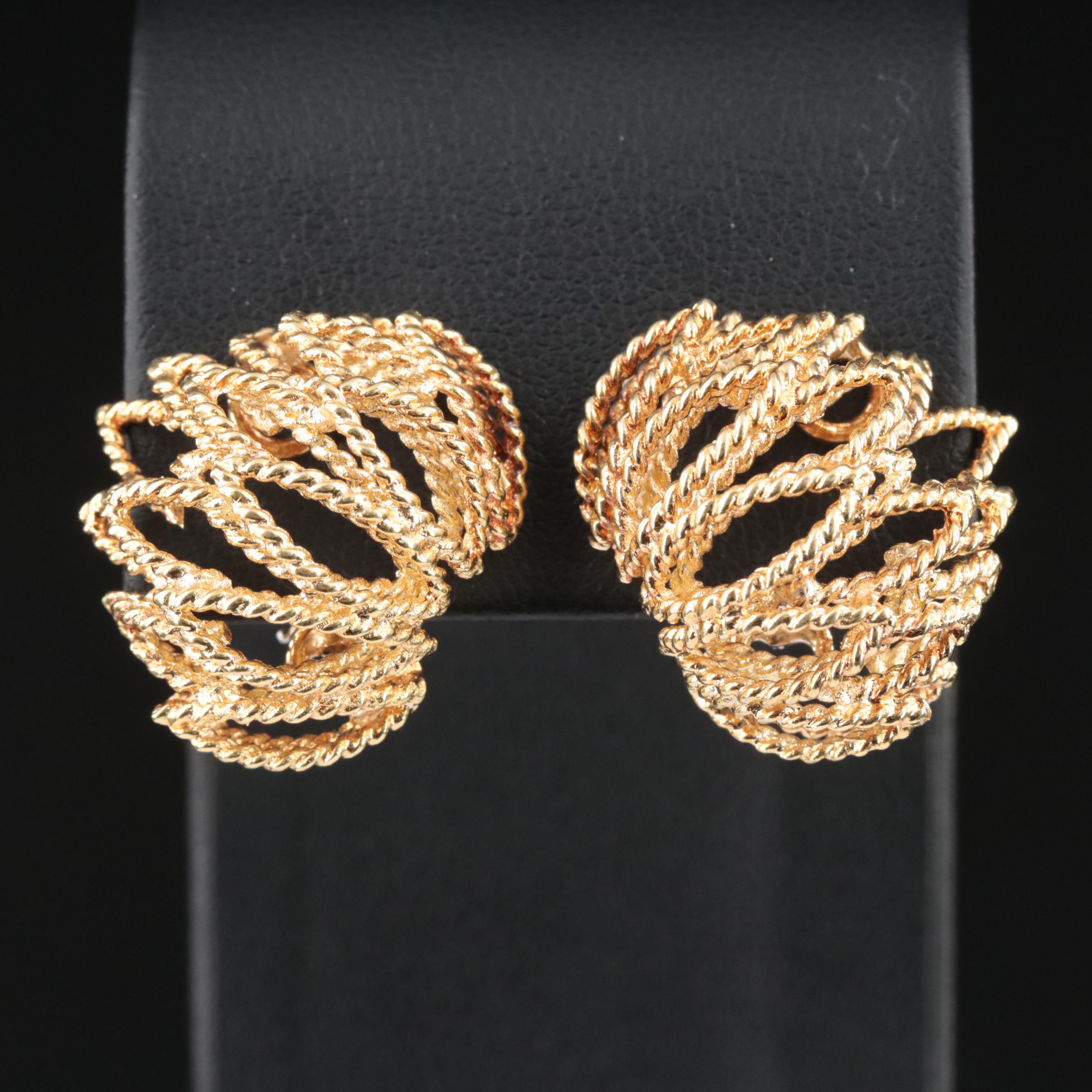 1960s Ornata 18K Rope Twist Earrings