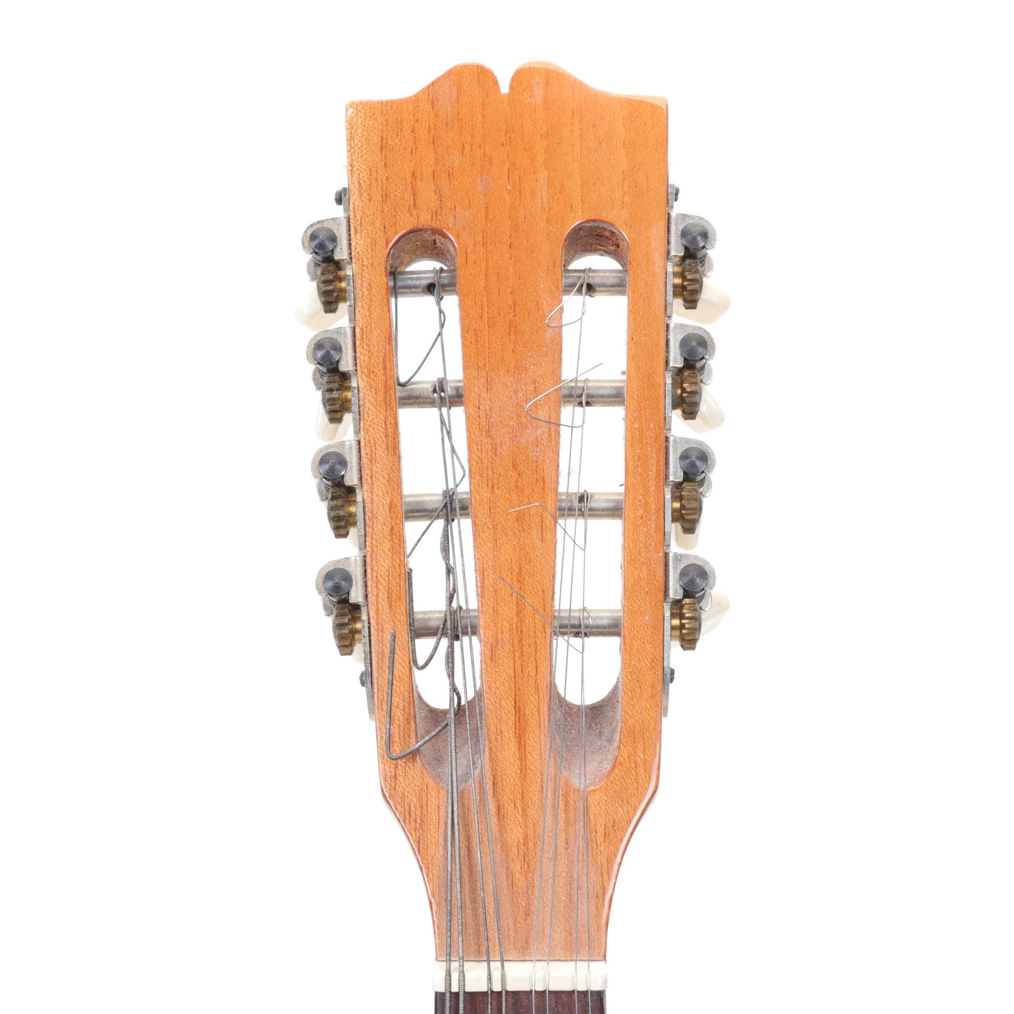 Two-Toned Wooden Paracho Standard Eight-String Mandolin with Black Pick Guard