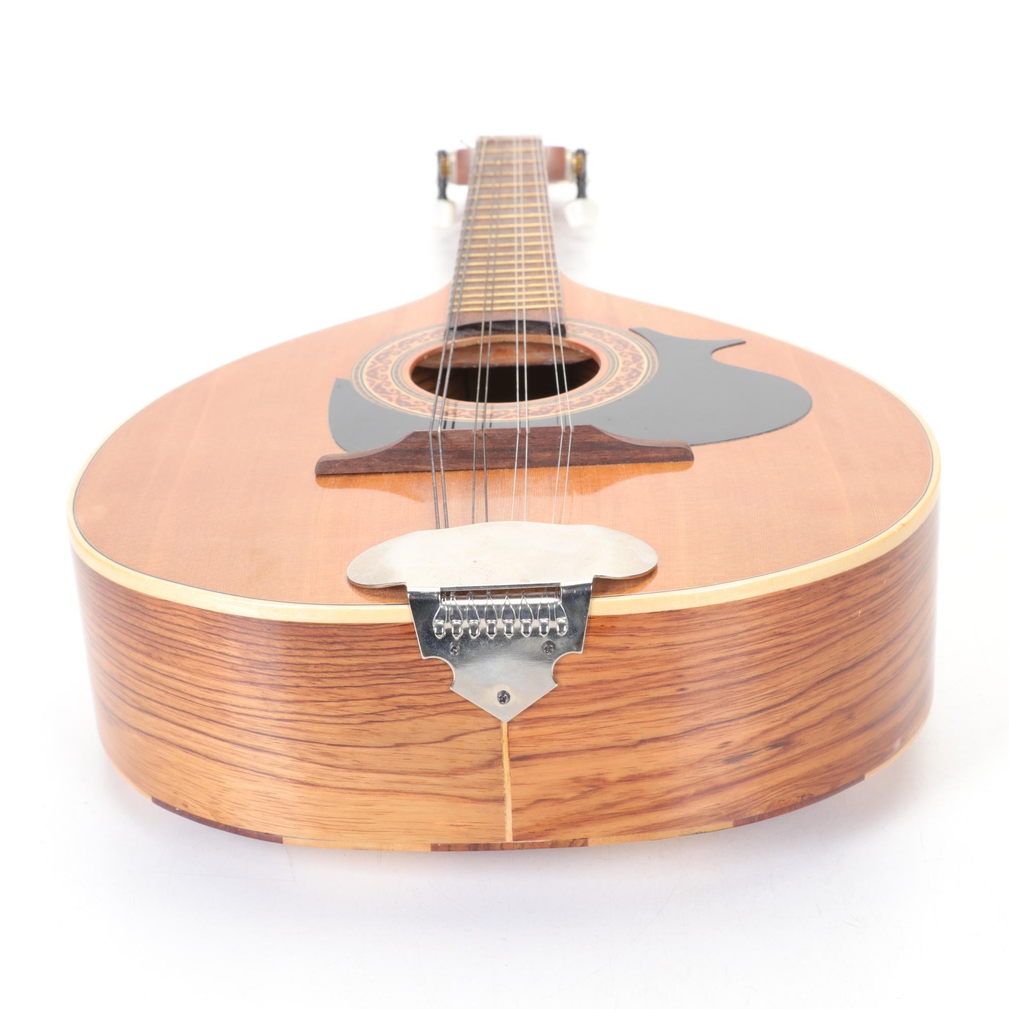 Two-Toned Wooden Paracho Standard Eight-String Mandolin with Black Pick Guard