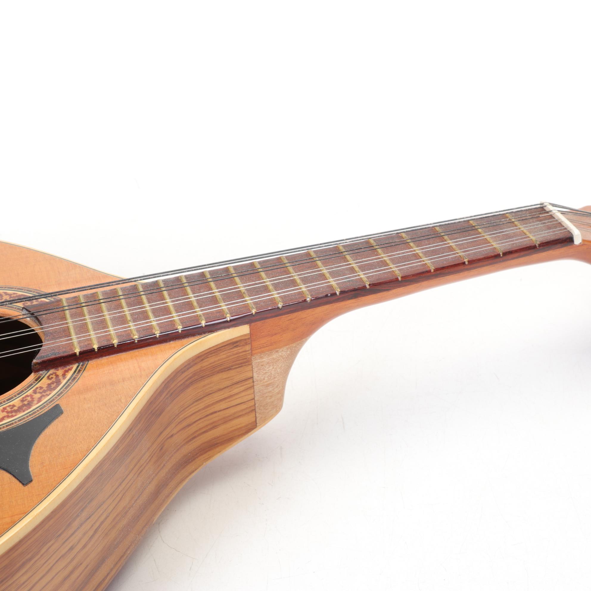 Two-Toned Wooden Paracho Standard Eight-String Mandolin with Black Pick Guard