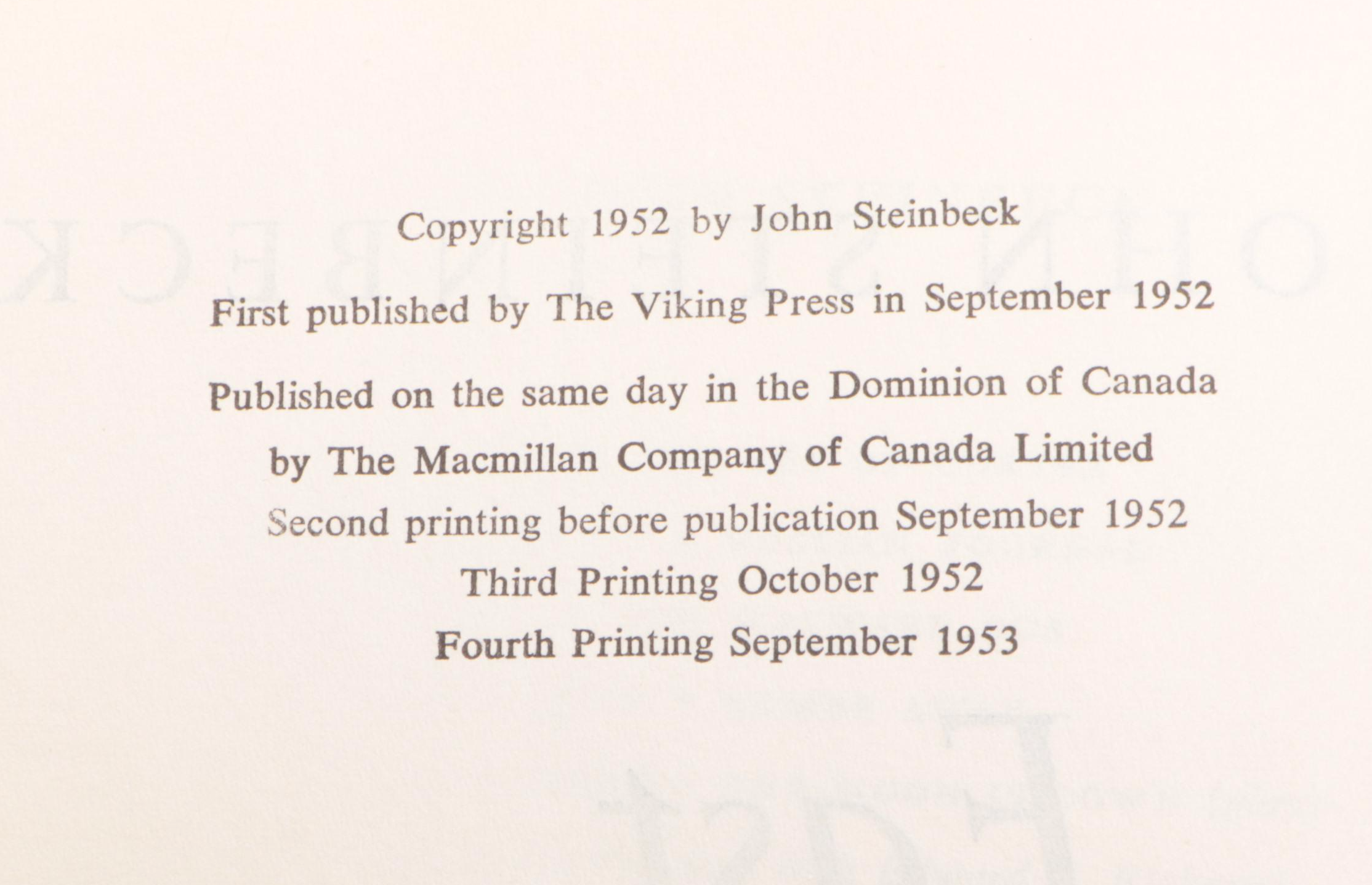 Early Printing "East of Eden" by John Steinbeck and More Literary Classics