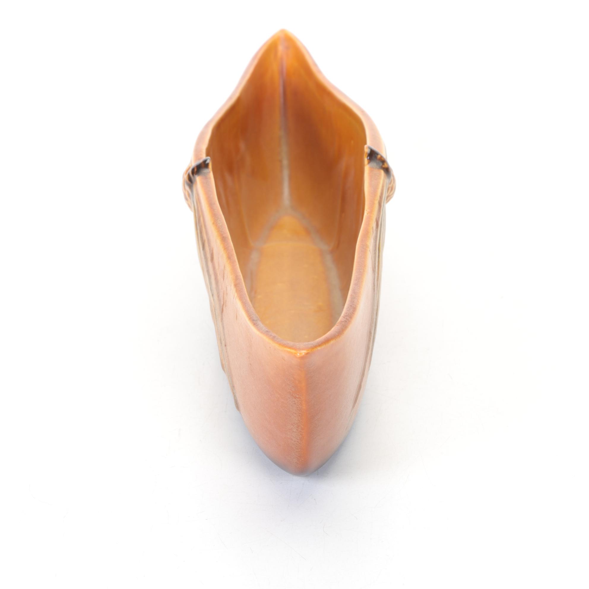 Roseville Pottery "Pine Cone Modern" Brown Console Bowl, 1950s