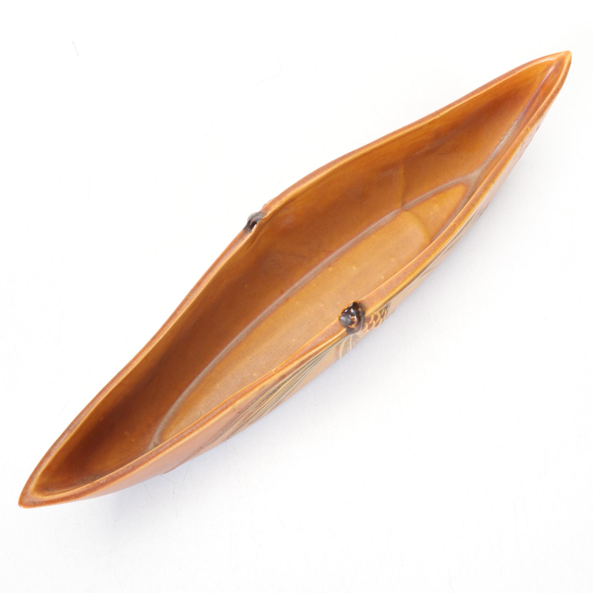 Roseville Pottery "Pine Cone Modern" Brown Console Bowl, 1950s