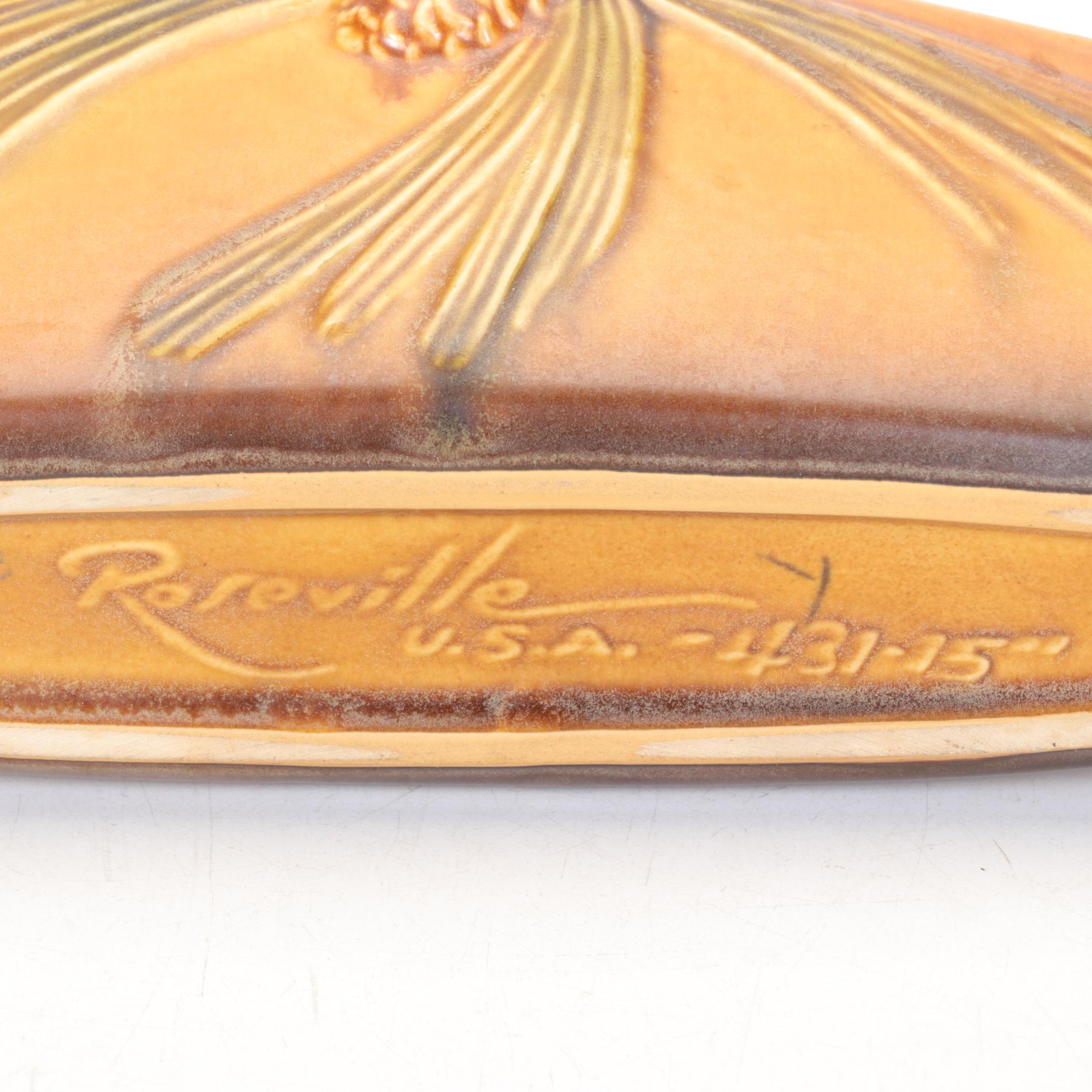 Roseville Pottery "Pine Cone Modern" Brown Console Bowl, 1950s