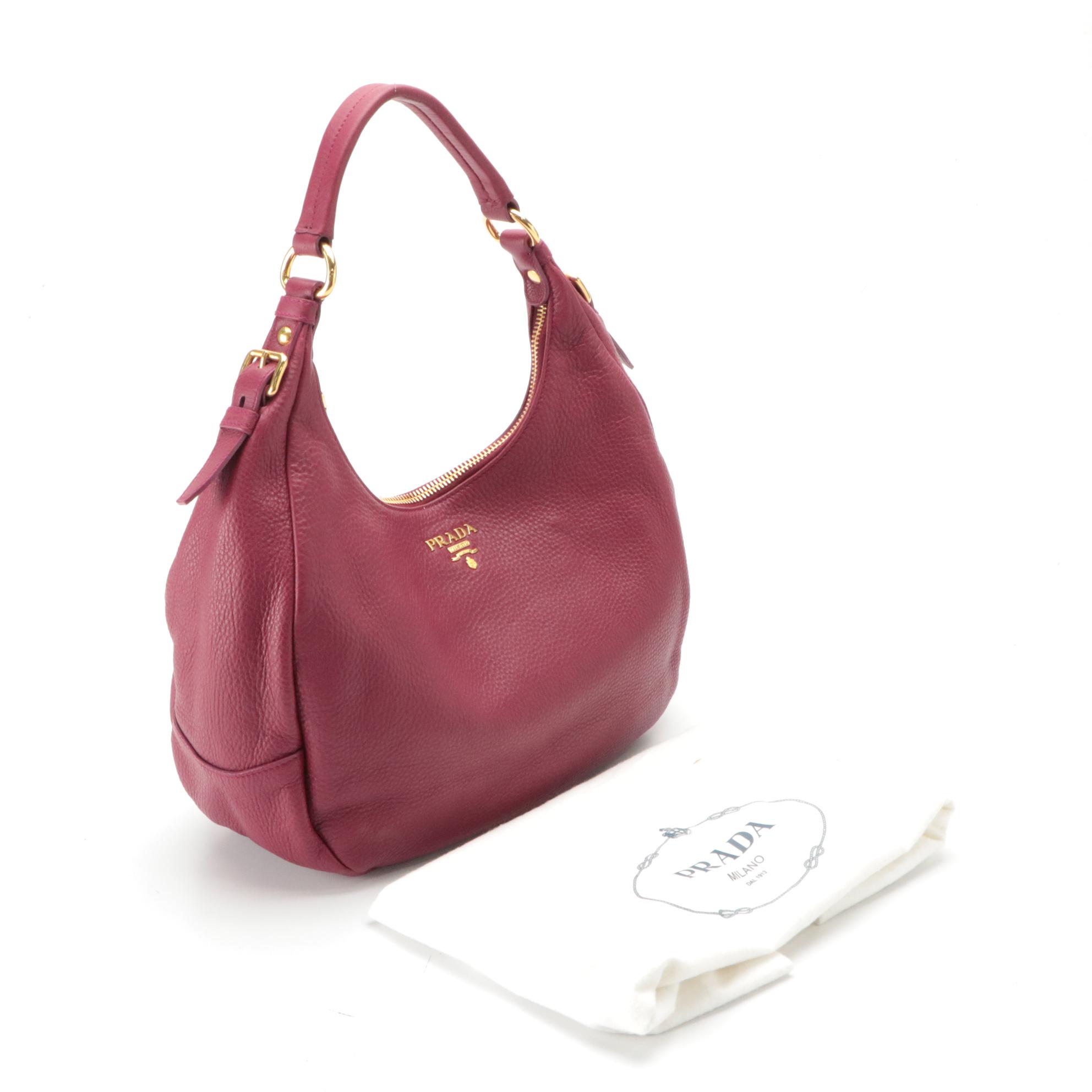 Prada Shoulder Hobo Bag in Vitello Daino Leather