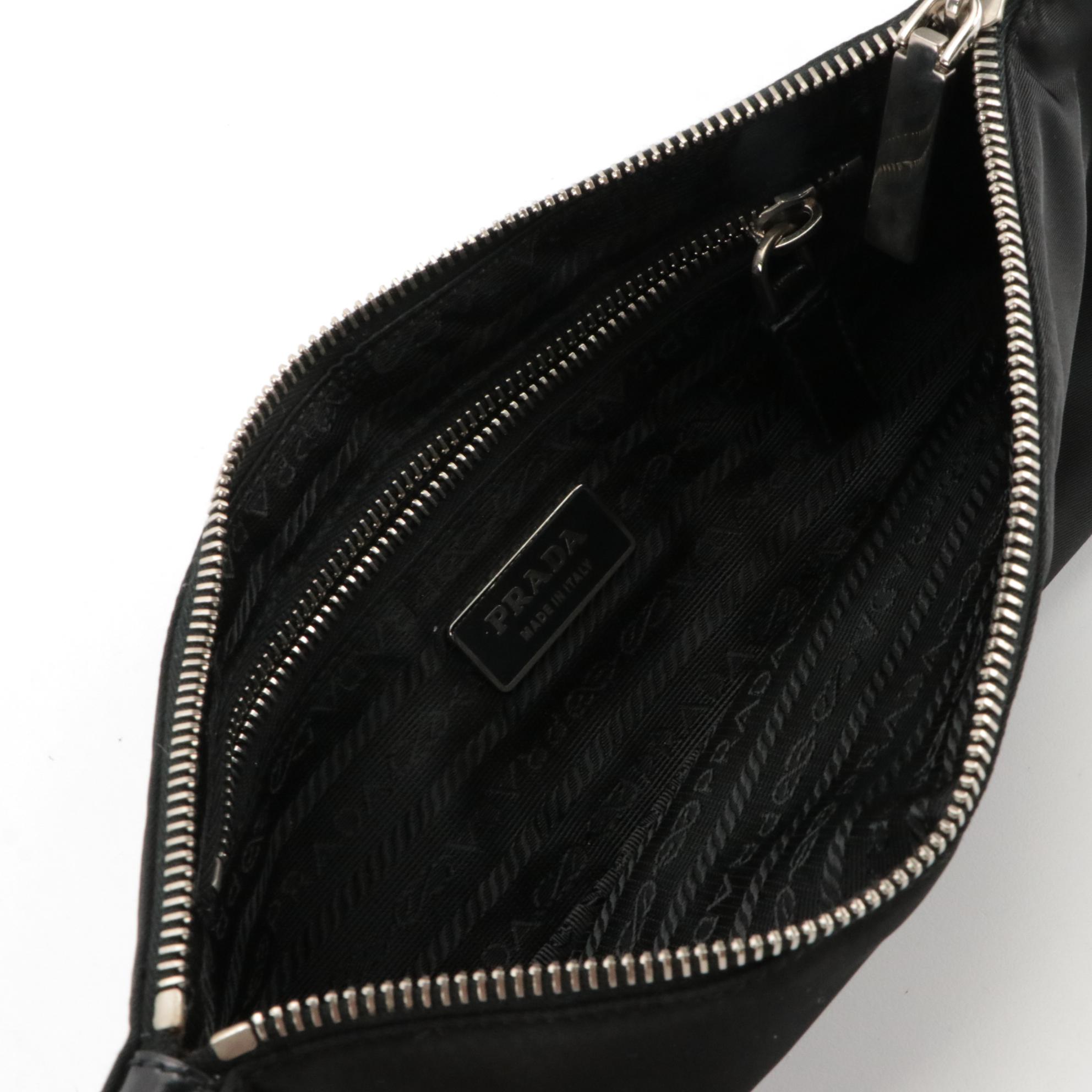Prada Pochette in Black Nylon and Patent Leather