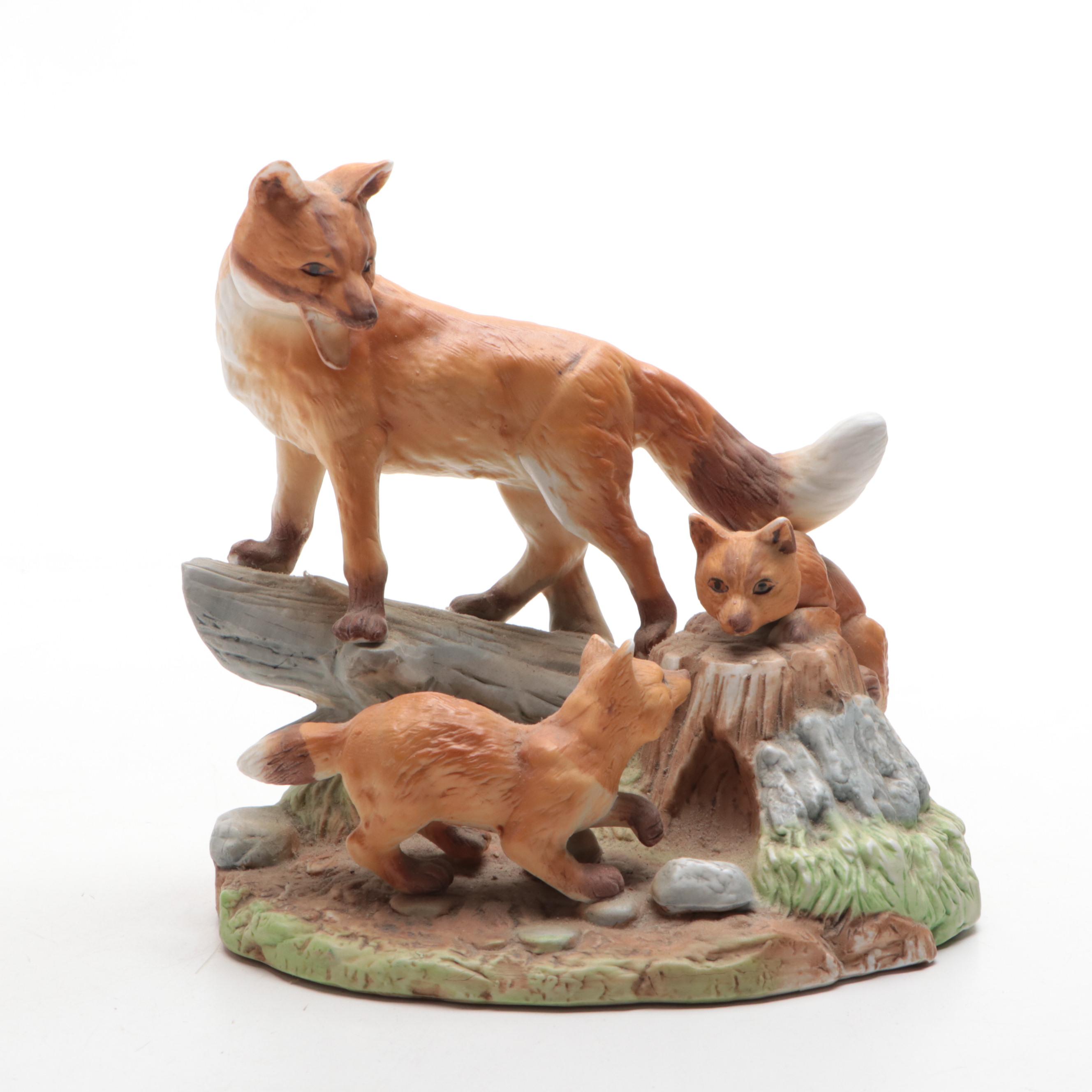 Porcelain Fox Figurines Including Andrea by Sadek, Mid to Late 20th C.