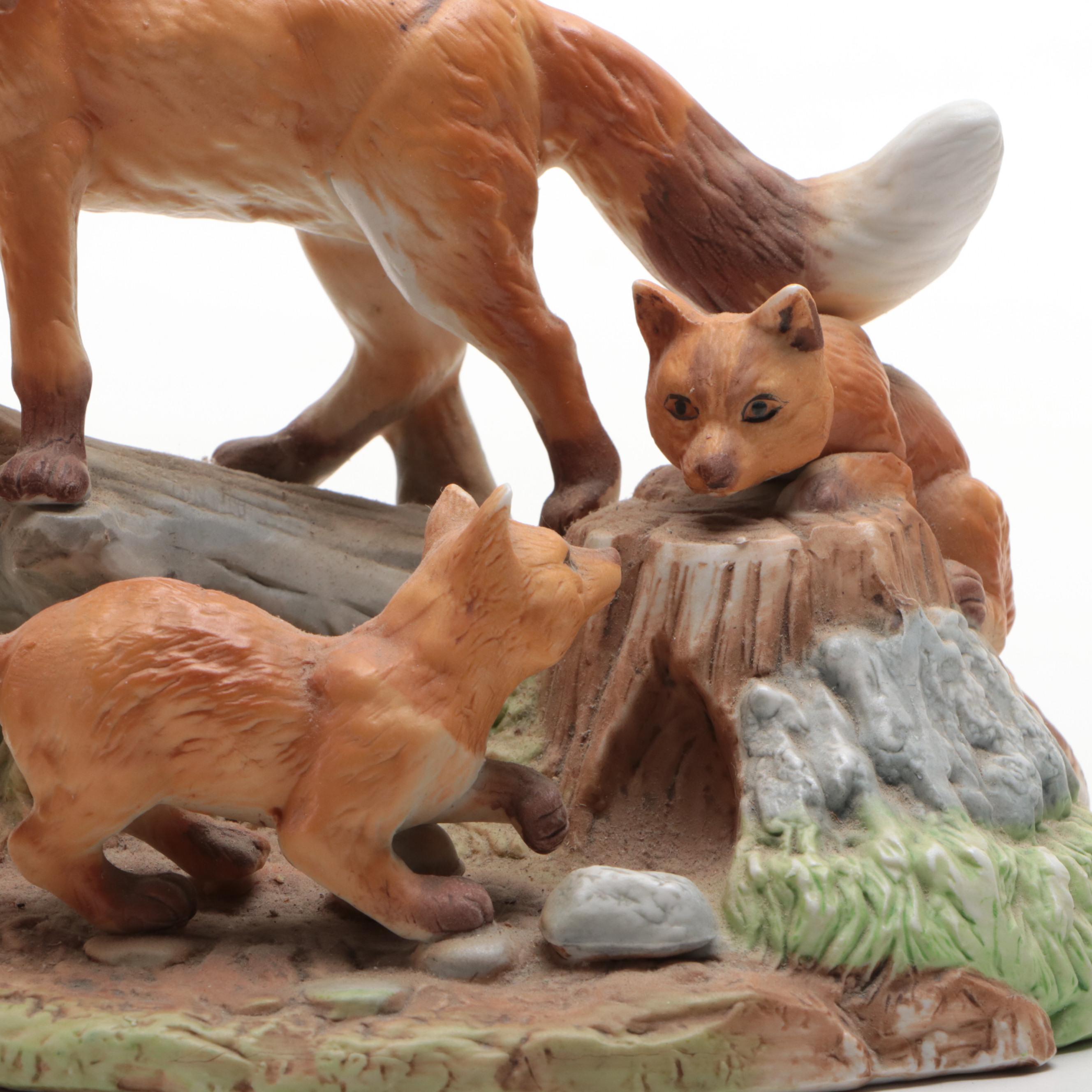 Porcelain Fox Figurines Including Andrea by Sadek, Mid to Late 20th C.