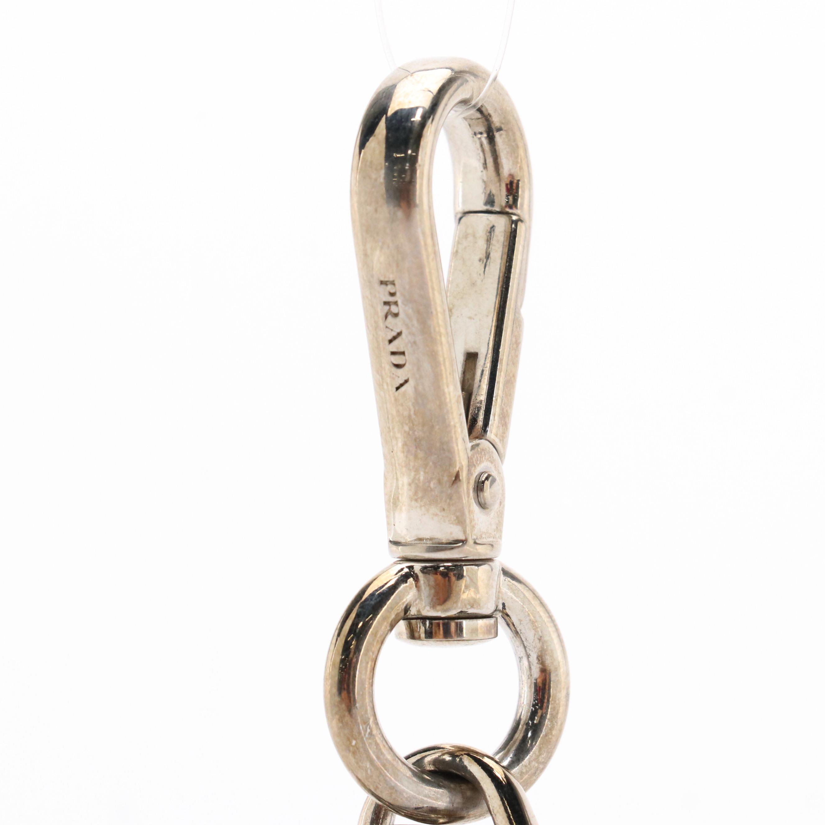 Prada Trick Heart Charm/Keychain in Studded Metallic Gold Tone Saffiano Leather