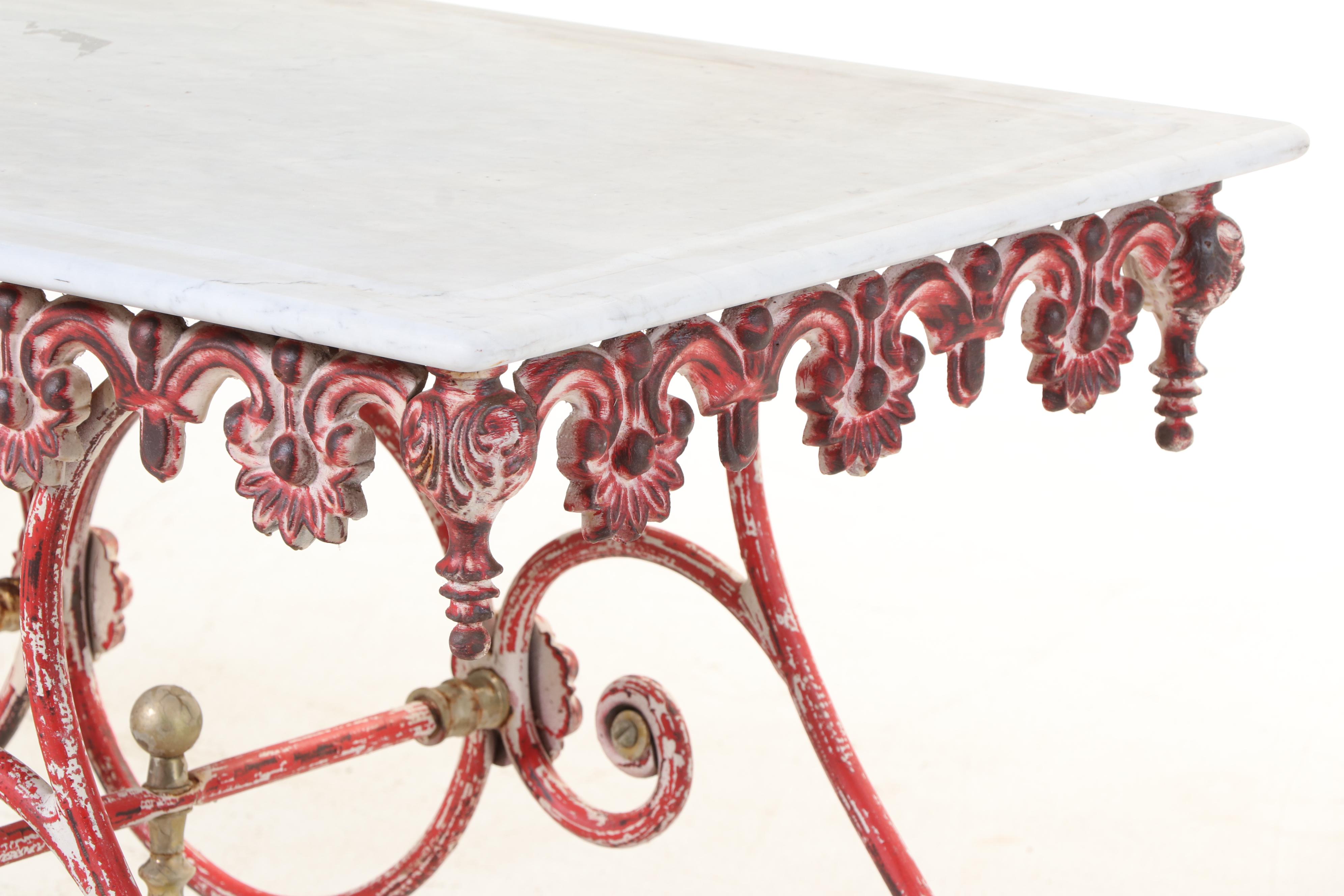 French Marble and Cast Iron Baker's Table