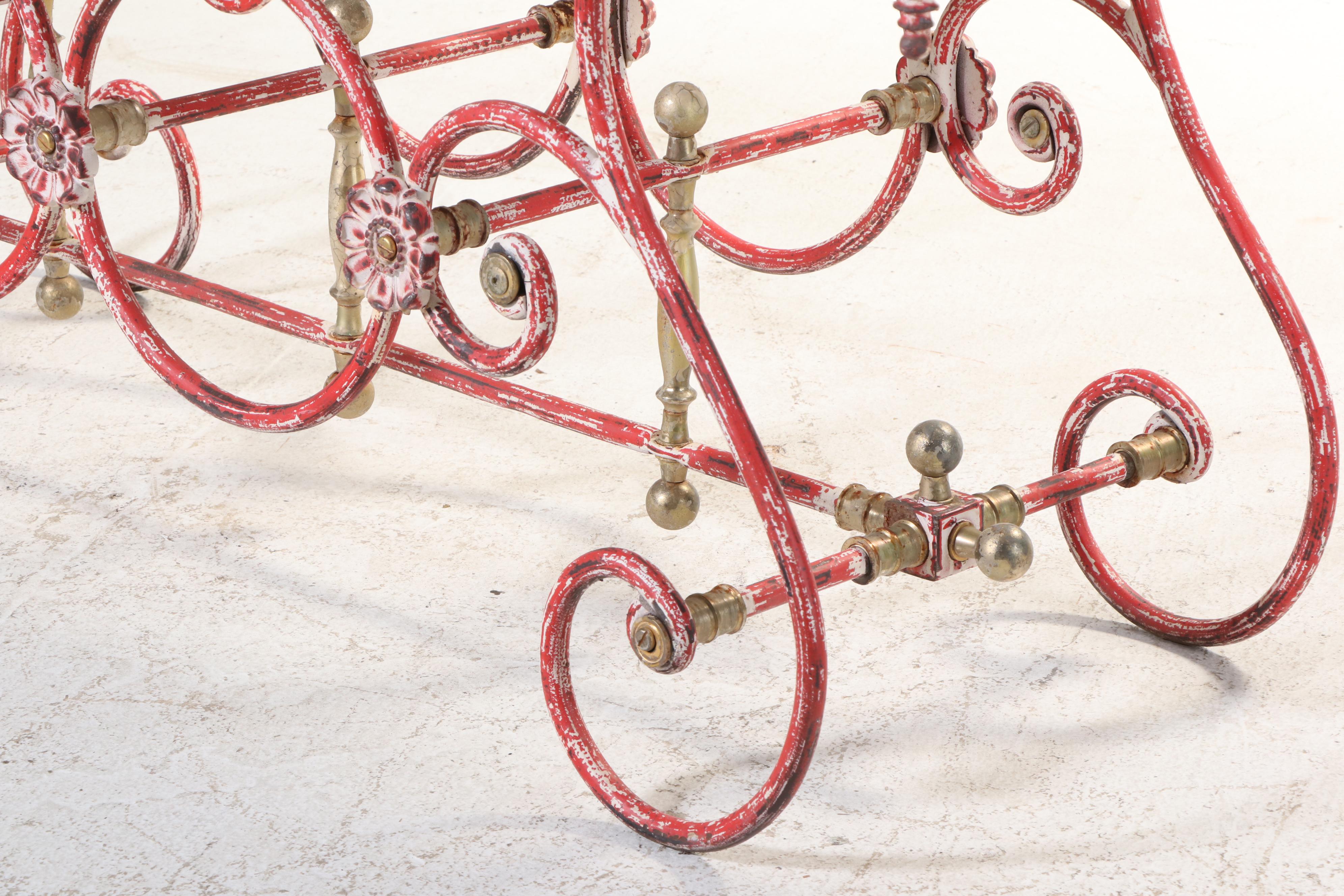 French Marble and Cast Iron Baker's Table