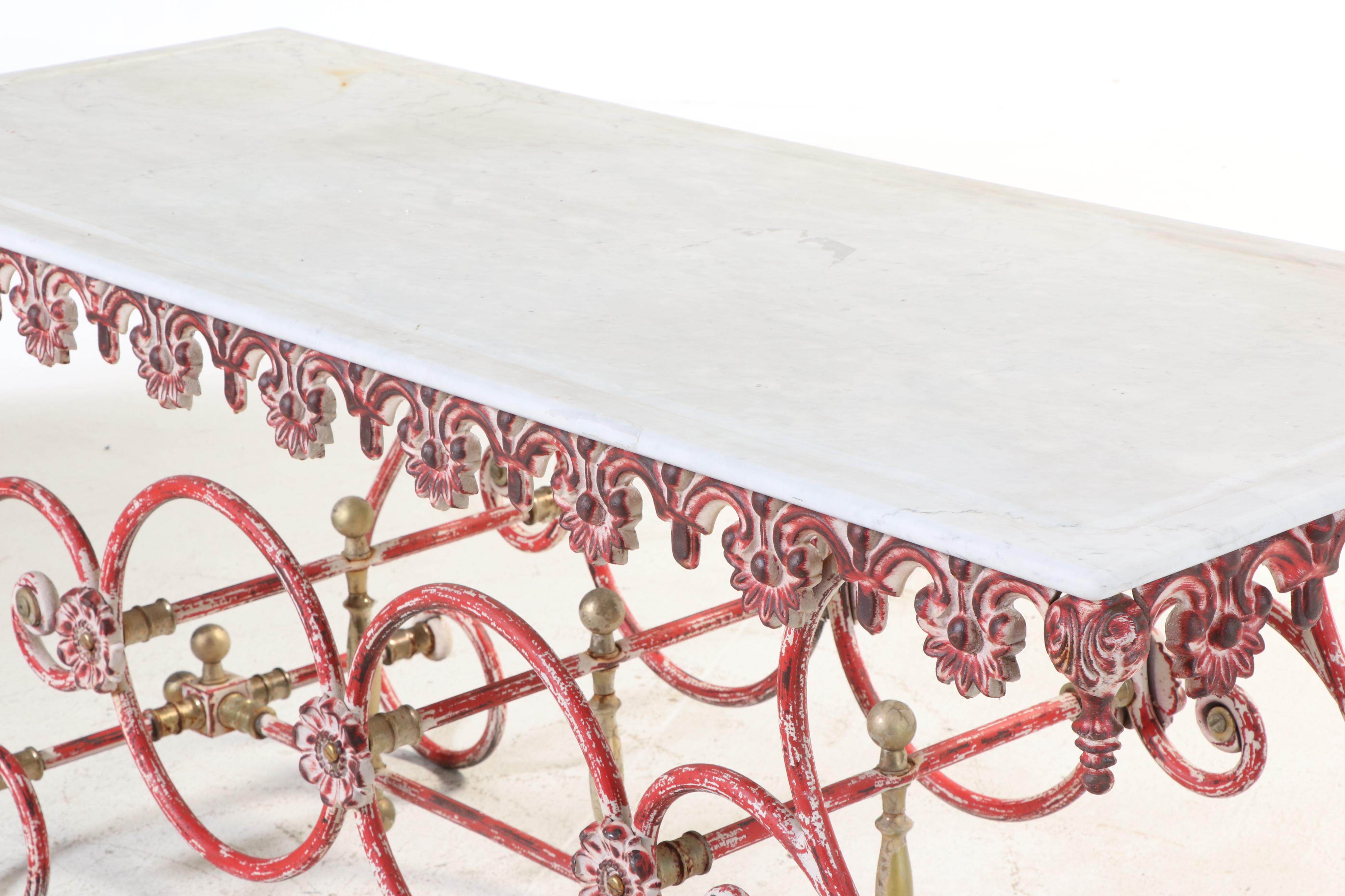 French Marble and Cast Iron Baker's Table